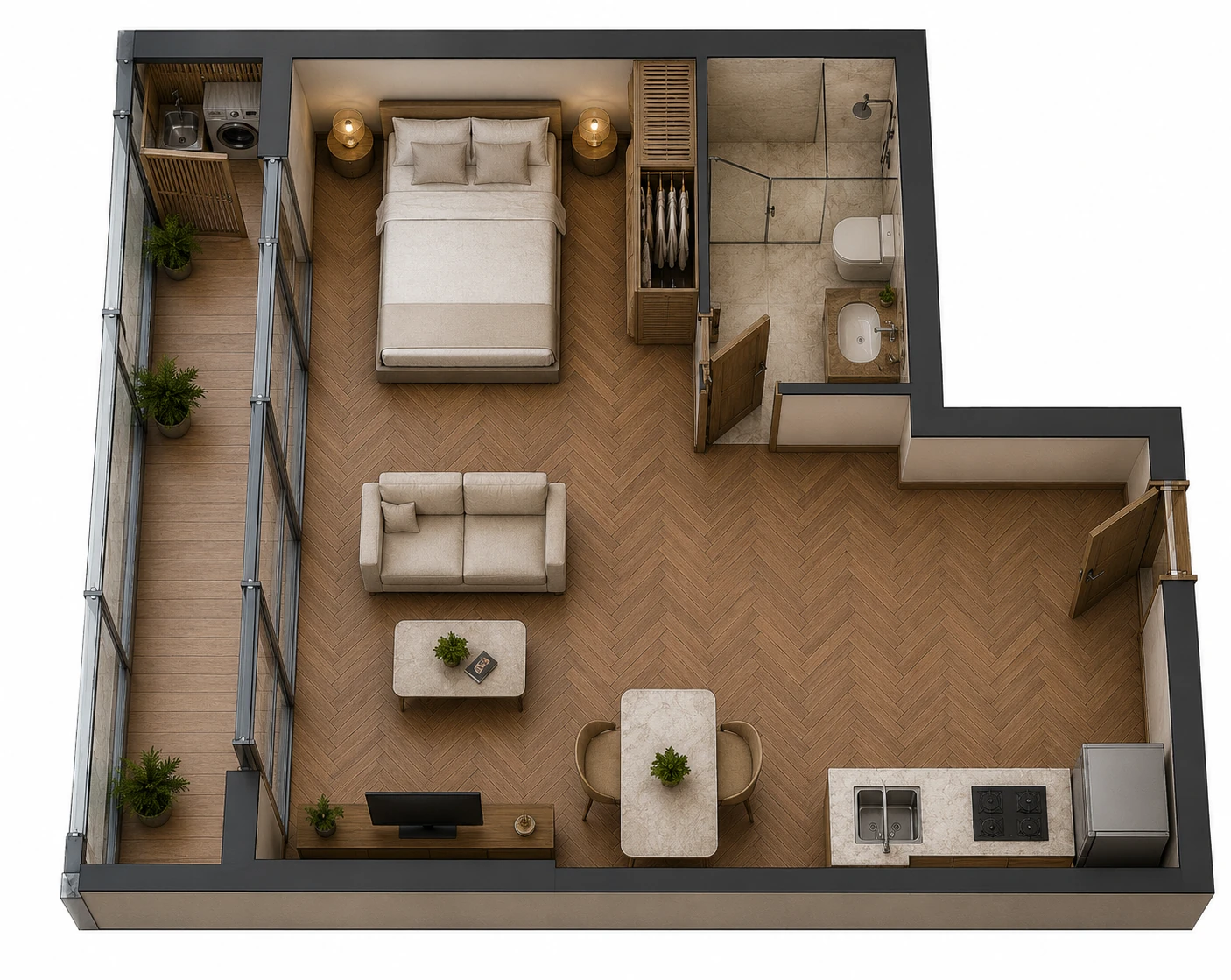 Mặt bằng bóc mái căn hộ Studio Prima Bay Hạ Long, phân nhóm căn theo hướng view tại tháp P