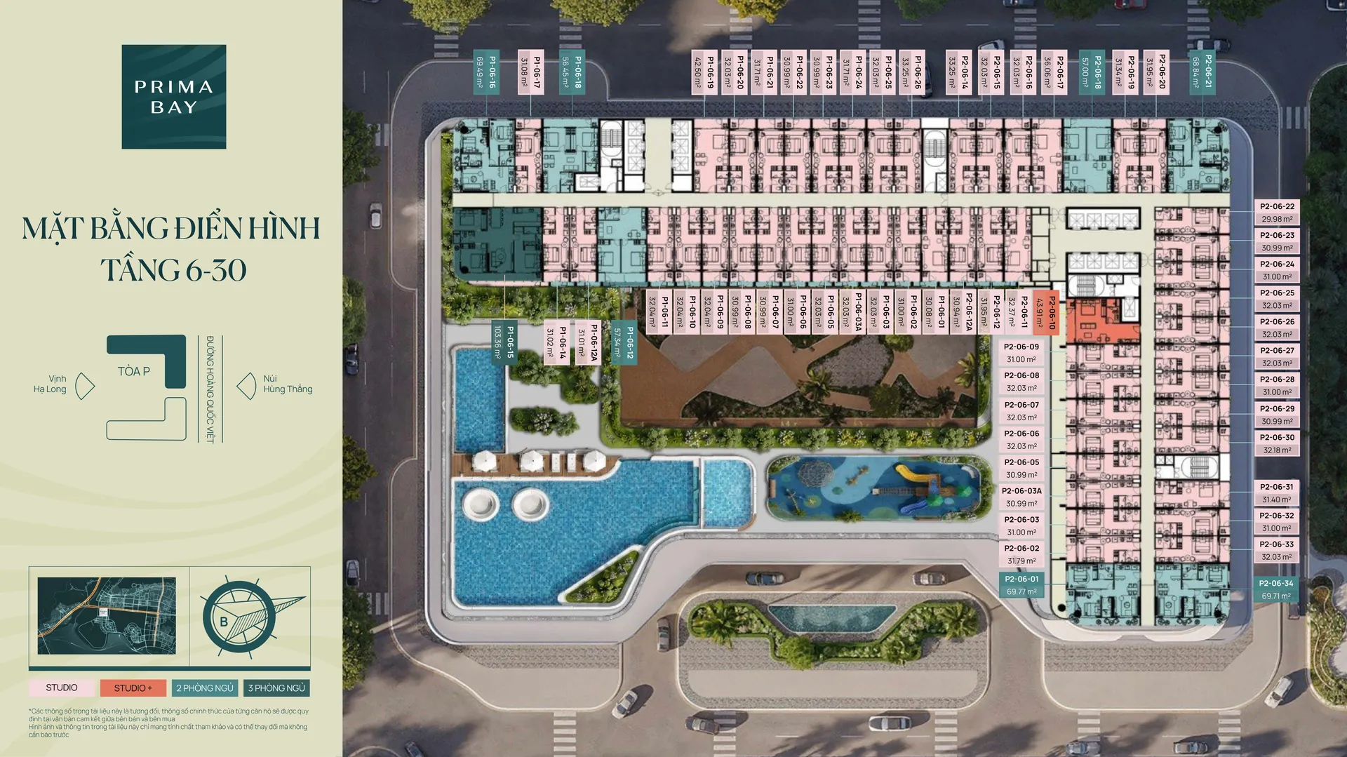 Mặt bằng điển hình Prima Bay Hạ Long tầng 6-30