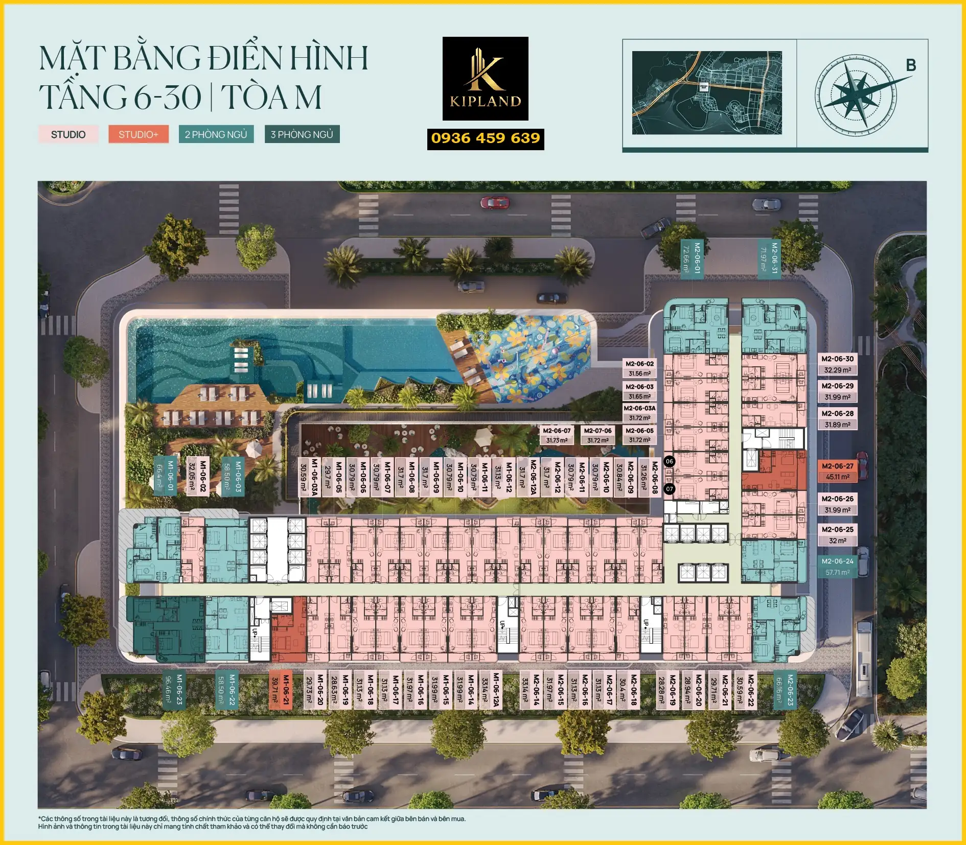 Mặt bằng tầng điển hình 6-30 tòa M Prima Bay Hạ Long, 54 căn hộ mỗi sàn