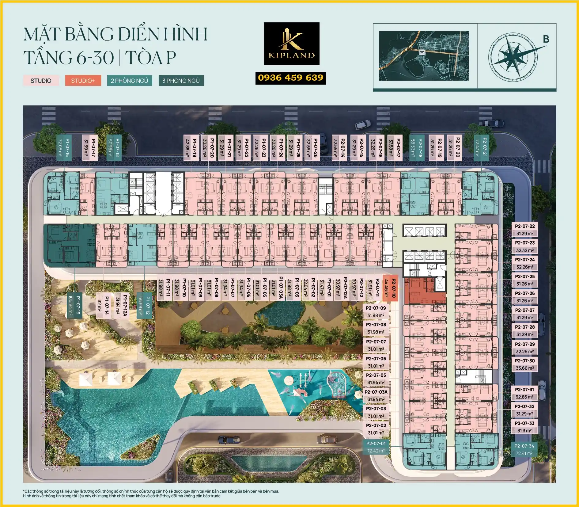Sơ đồ tổng quan thiết kế tòa P tầng 6-30 dự án Prima Bay Hạ Long