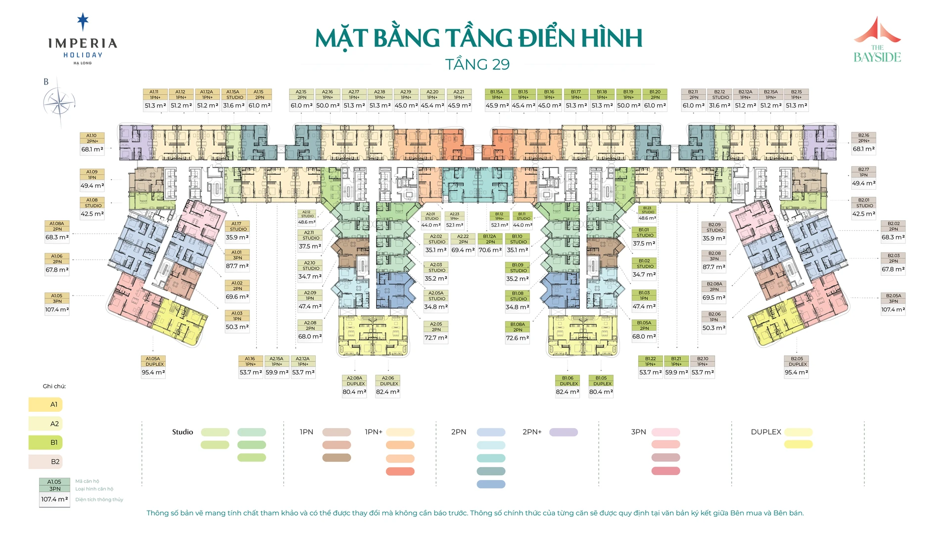 Mặt bằng tầng 29 Imperia Holiday Hạ Long tầng cao hướng Vịnh