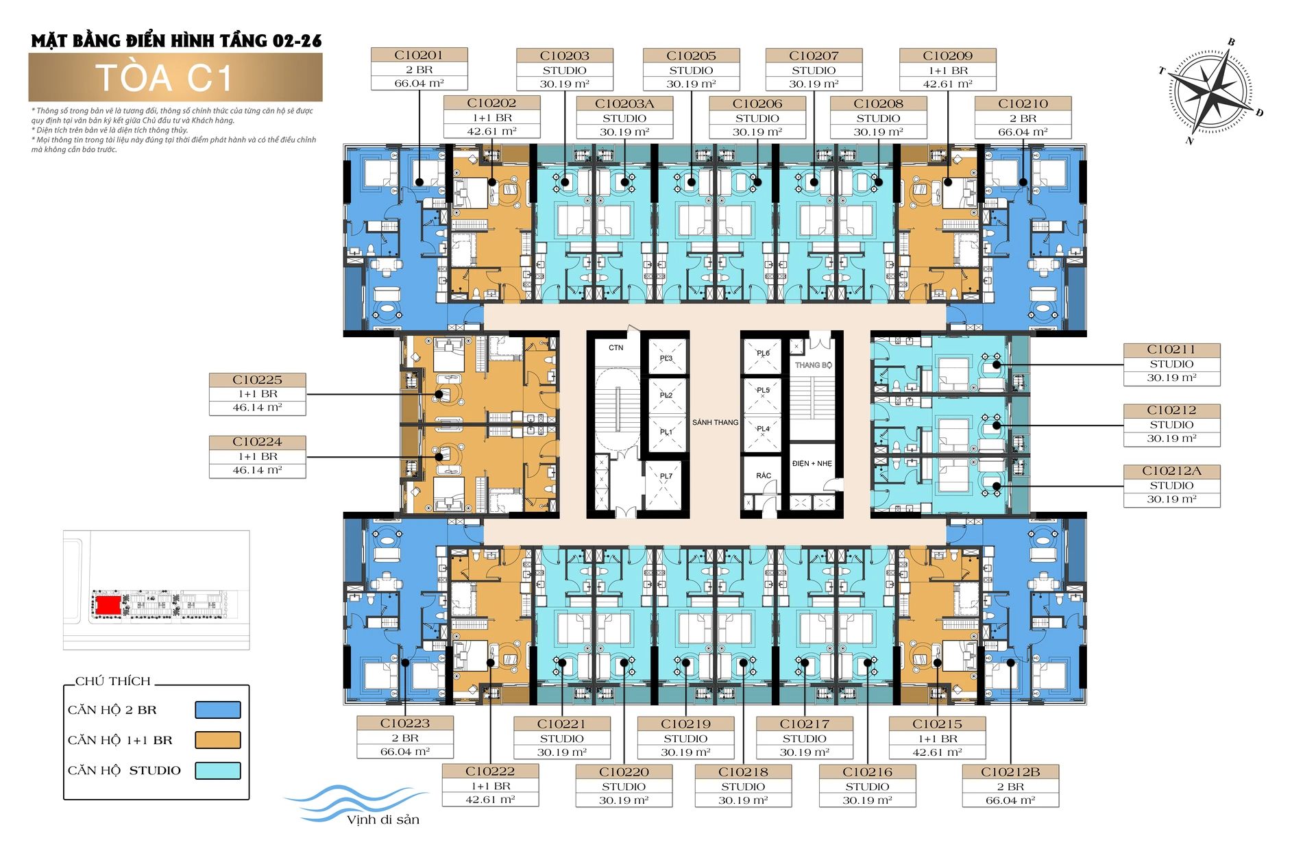 Mặt bằng Tòa C1 Tầng 2-26 Sun Centro Town Hạ Long