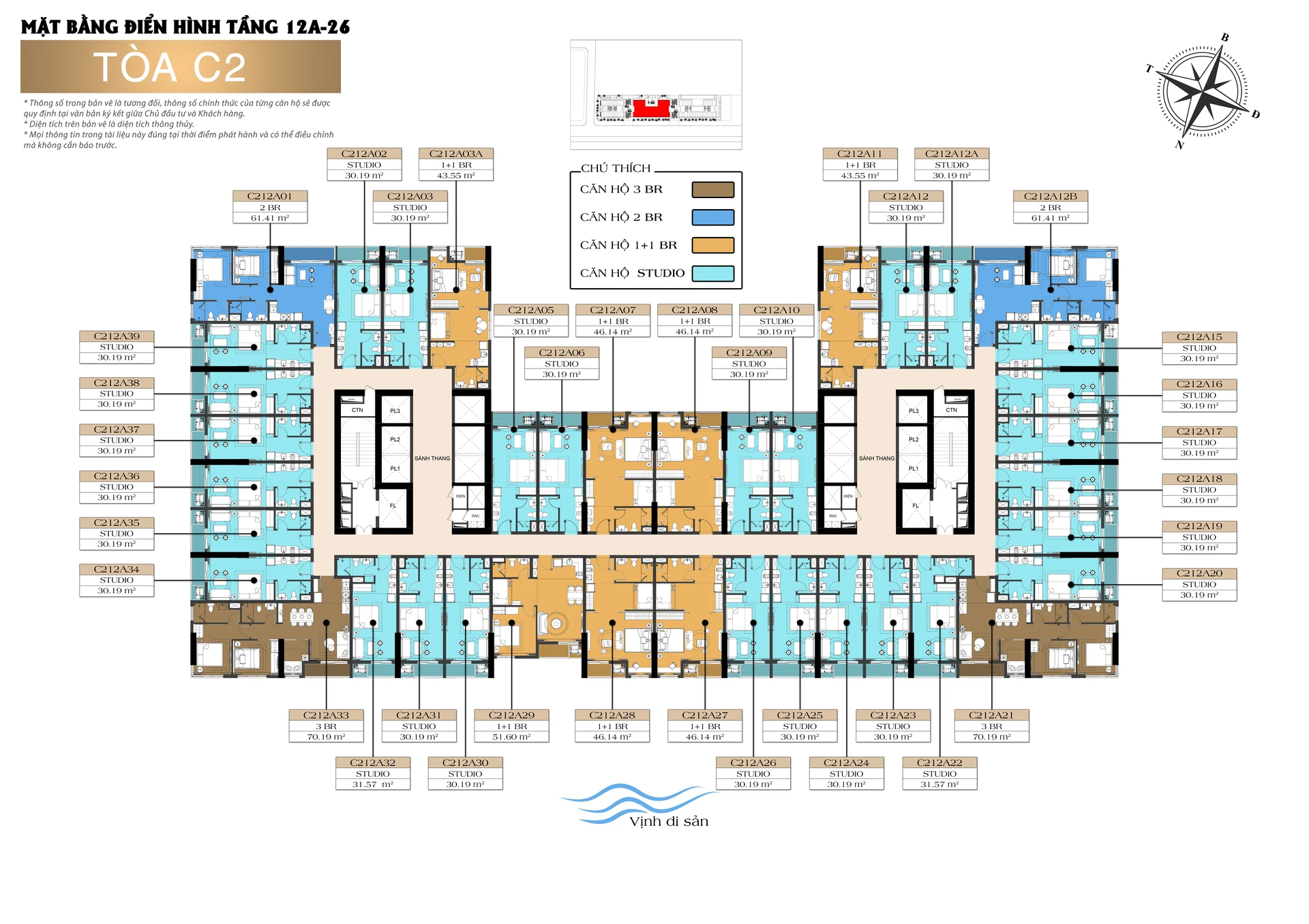 Mặt bằng Tòa C2 Tầng 12A-26 Sun Centro Town Hạ Long