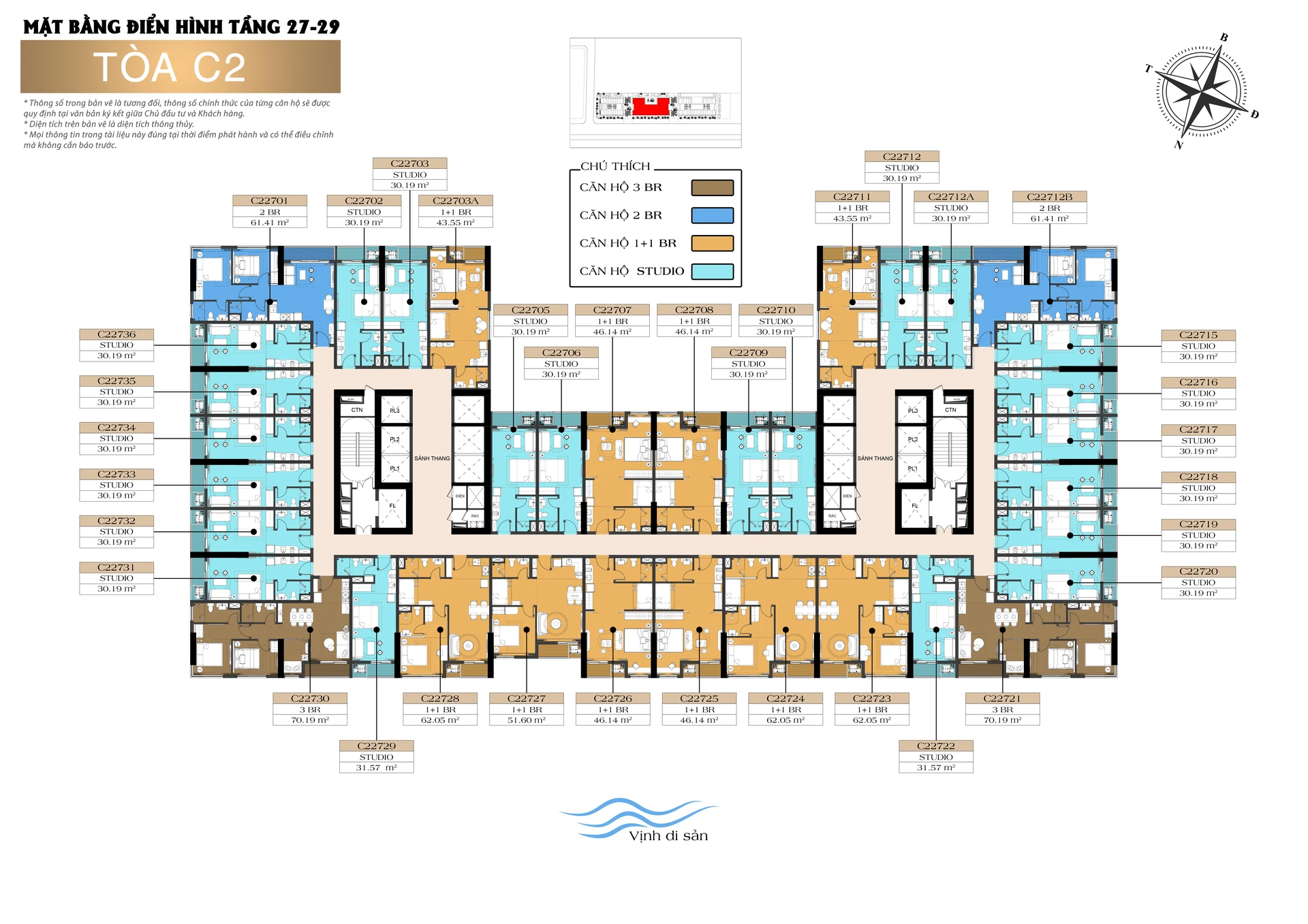 Mặt bằng Tòa C2 Tầng 27-29 Sun Centro Town Hạ Long