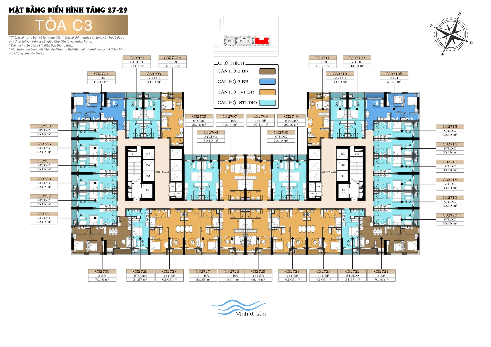 Mặt bằng Tòa C3 Tầng 27-29 Sun Centro Town Hạ Long