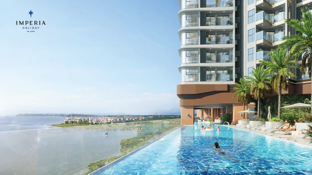 Bể bơi vô cực dài 100 m Imperia Holiday Hạ Long hướng ra Vịnh Hạ Long