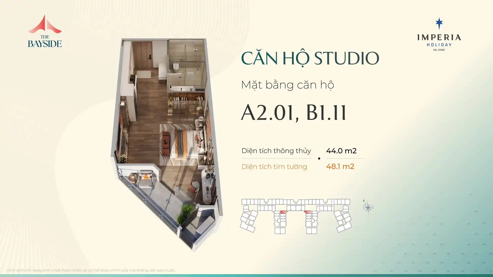 Mặt bằng căn hộ studio mẫu A201 Imperia Holiday Hạ Long