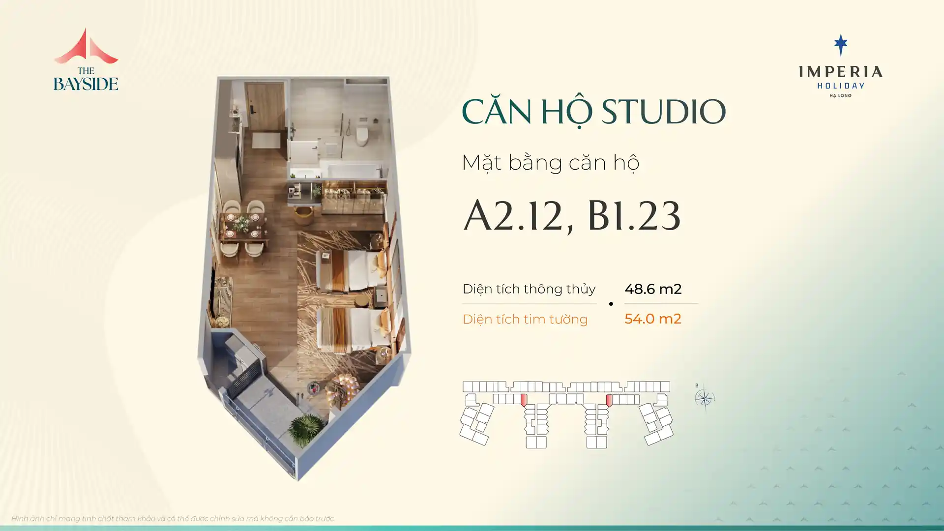 Mặt bằng căn hộ studio mẫu A212 Imperia Holiday Hạ Long