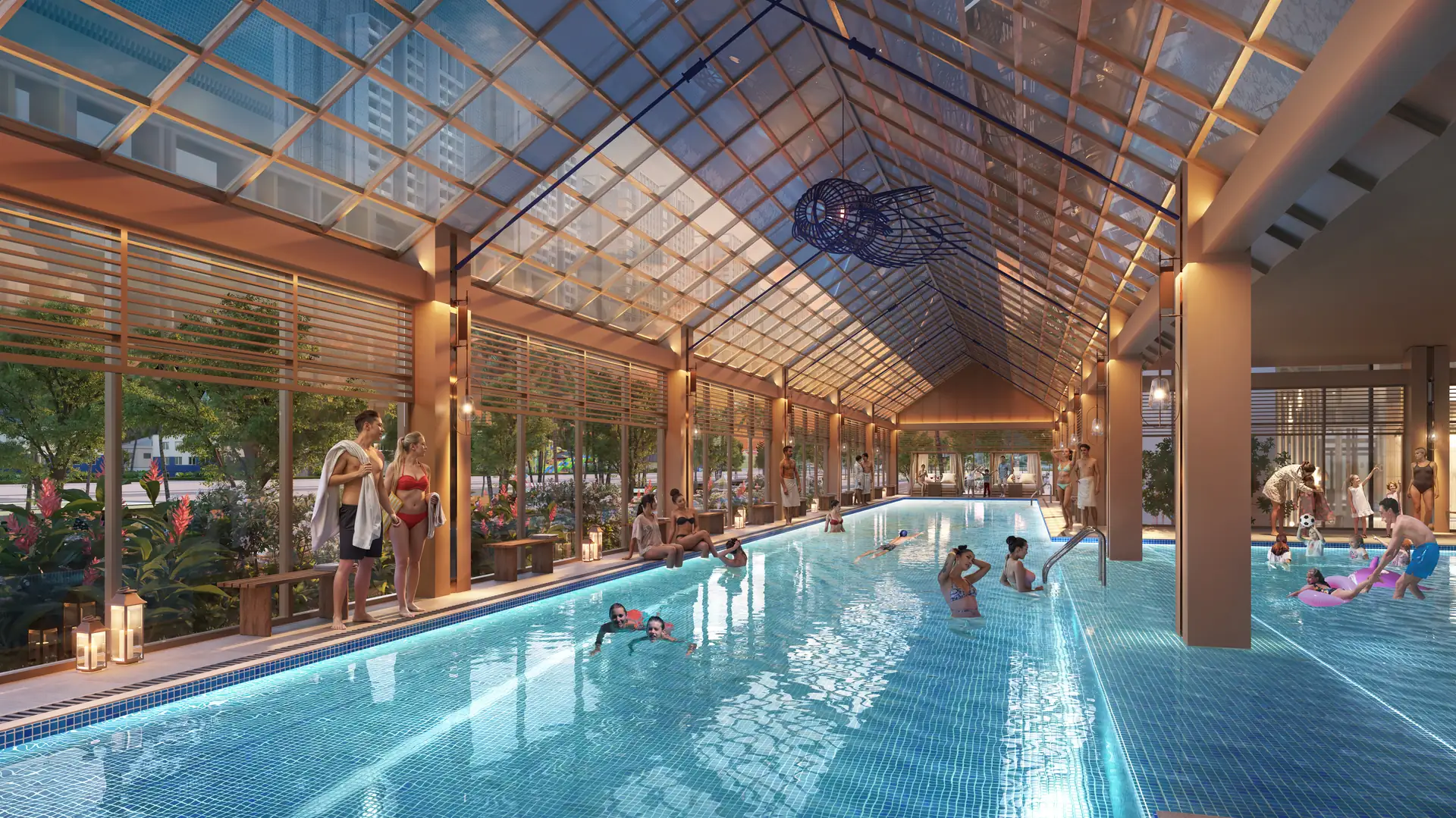 Bể bơi 4 mùa mái kính