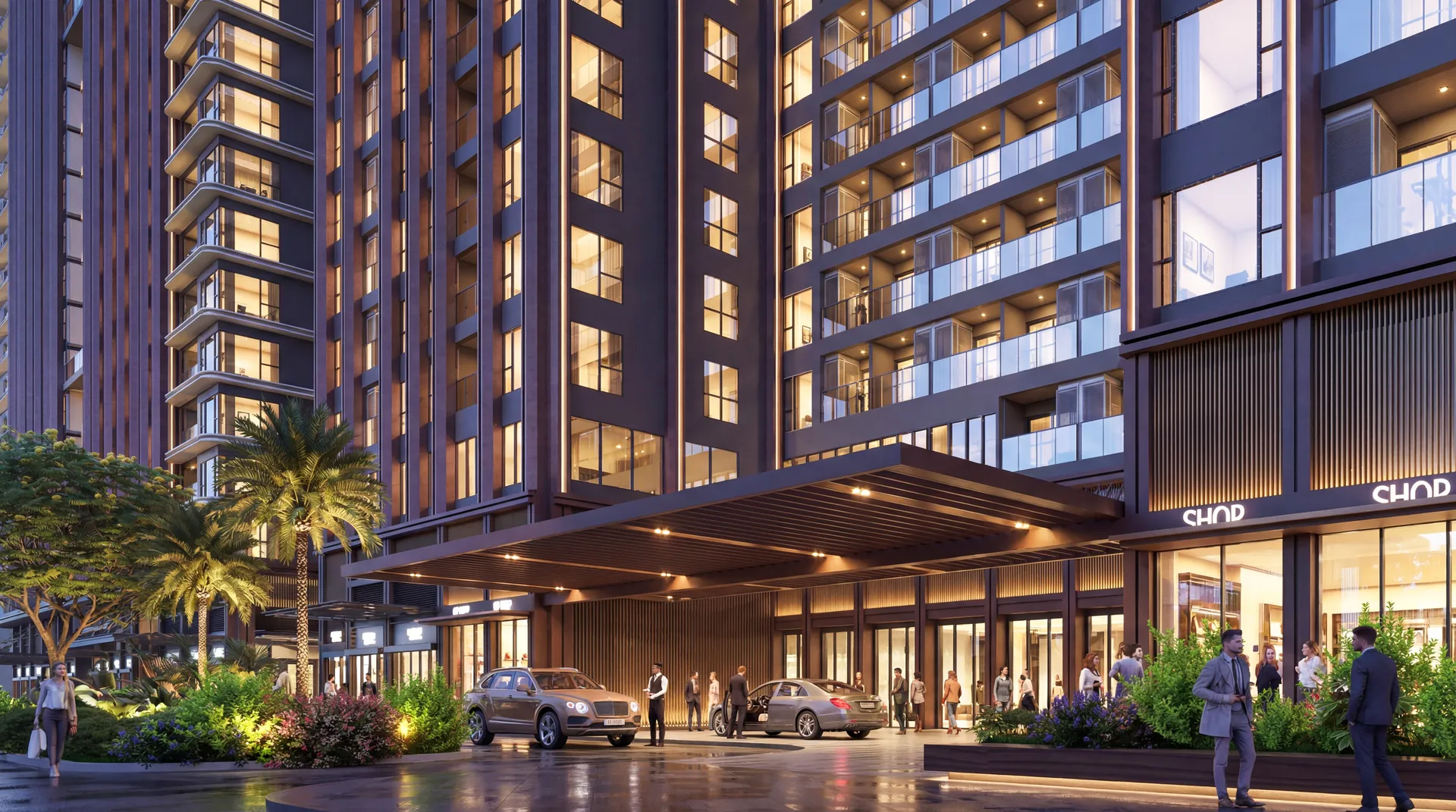 Phối cảnh tổng thể dự án Sun Festo Town Hạ Long với 3 tòa tháp cao 30 tầng nhìn từ vịnh Hạ Long, phường Bãi Cháy, Quảng Ninh