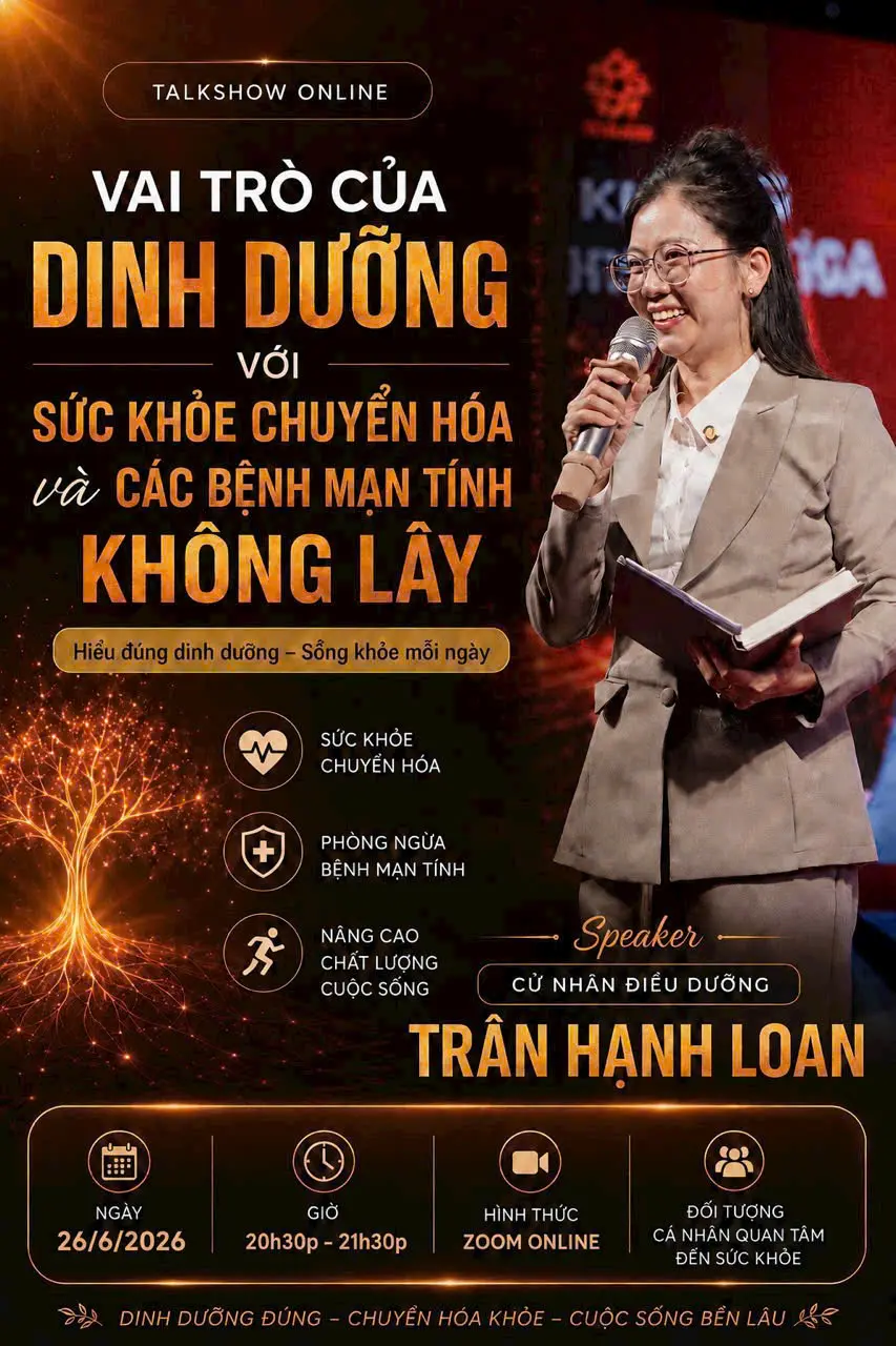 Chị Trần Hạnh Loan chia sẻ tại talkshow về dinh dưỡng