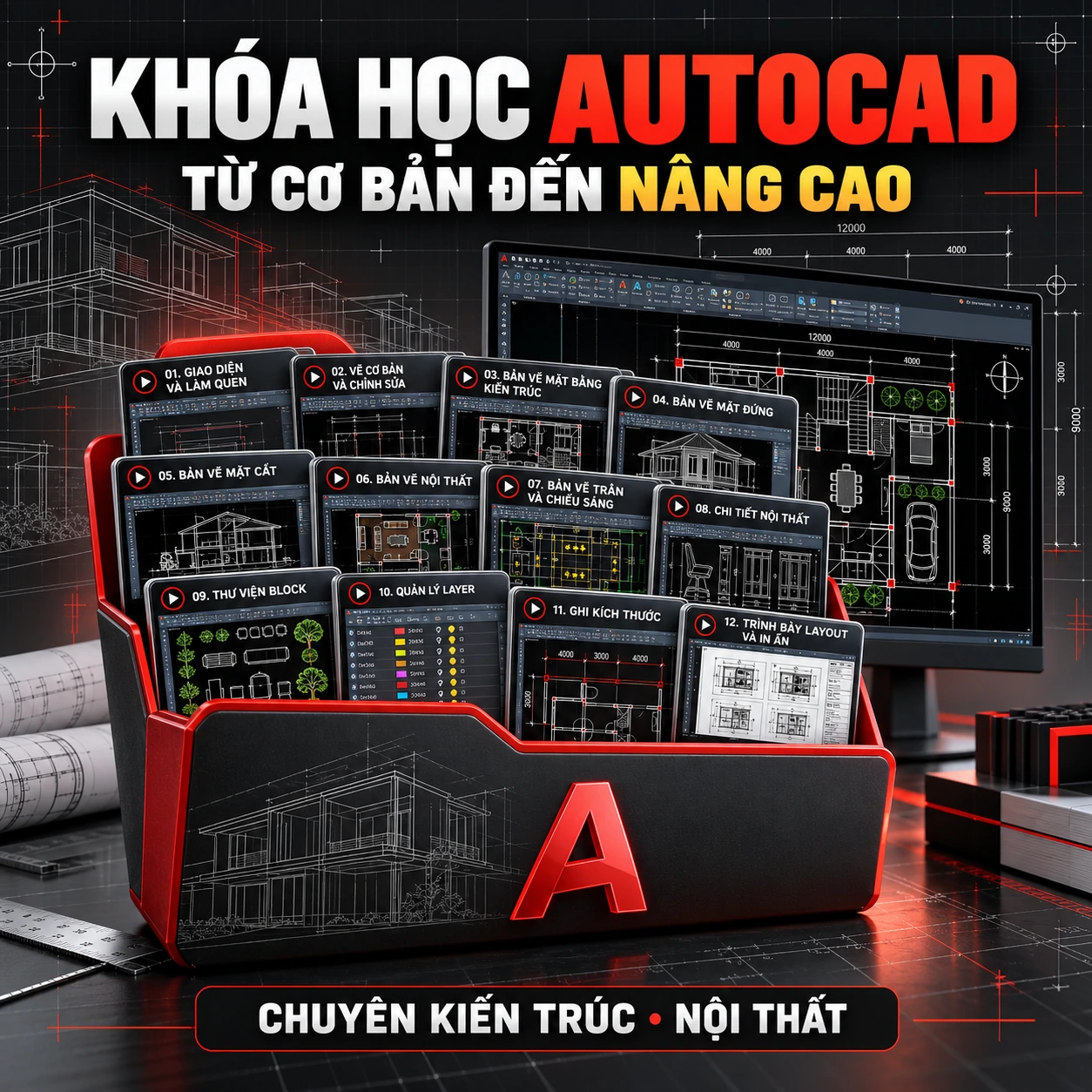 Khóa học AutoCAD từ cơ bản đến nâng cao, chuyên kiến trúc và nội thất