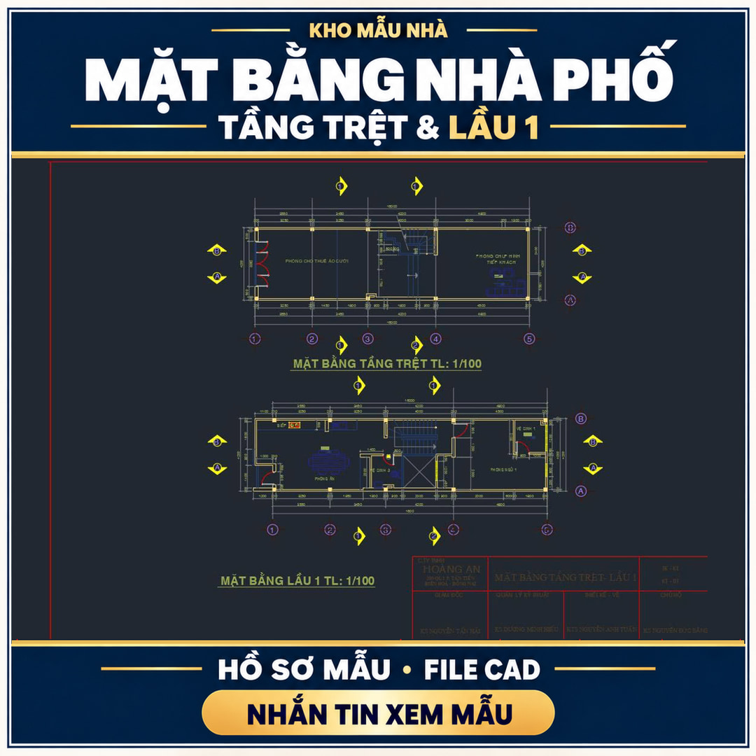 Mặt bằng trệt & lầu 1 – Tham khảo bố trí công năng nhà phố
