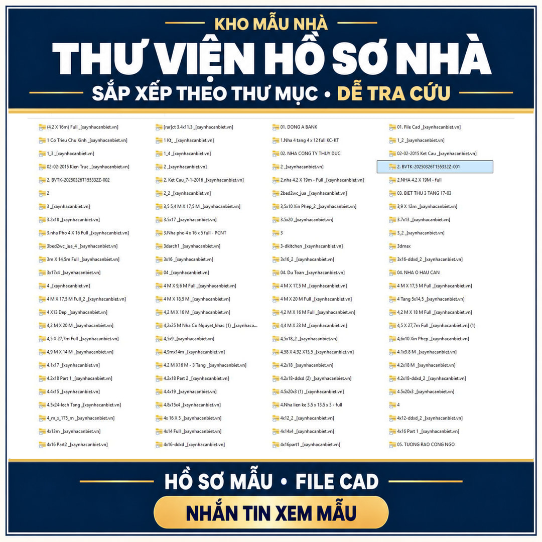 Thư mục hồ sơ mẫu nhà được sắp xếp để tra cứu