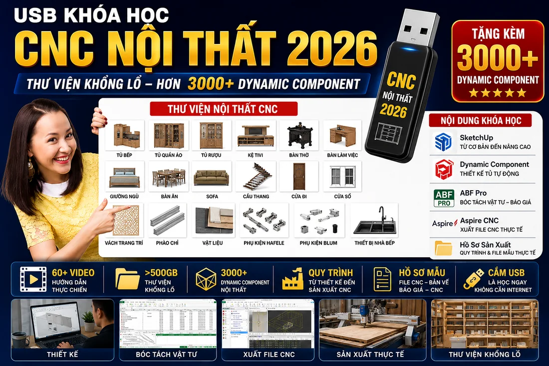 Banner tổng quan USB khóa học CNC nội thất