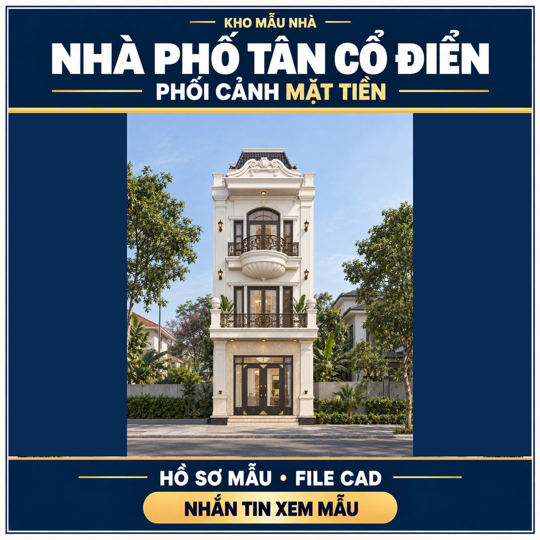 Nhà phố tân cổ điển – Phối cảnh mặt tiền