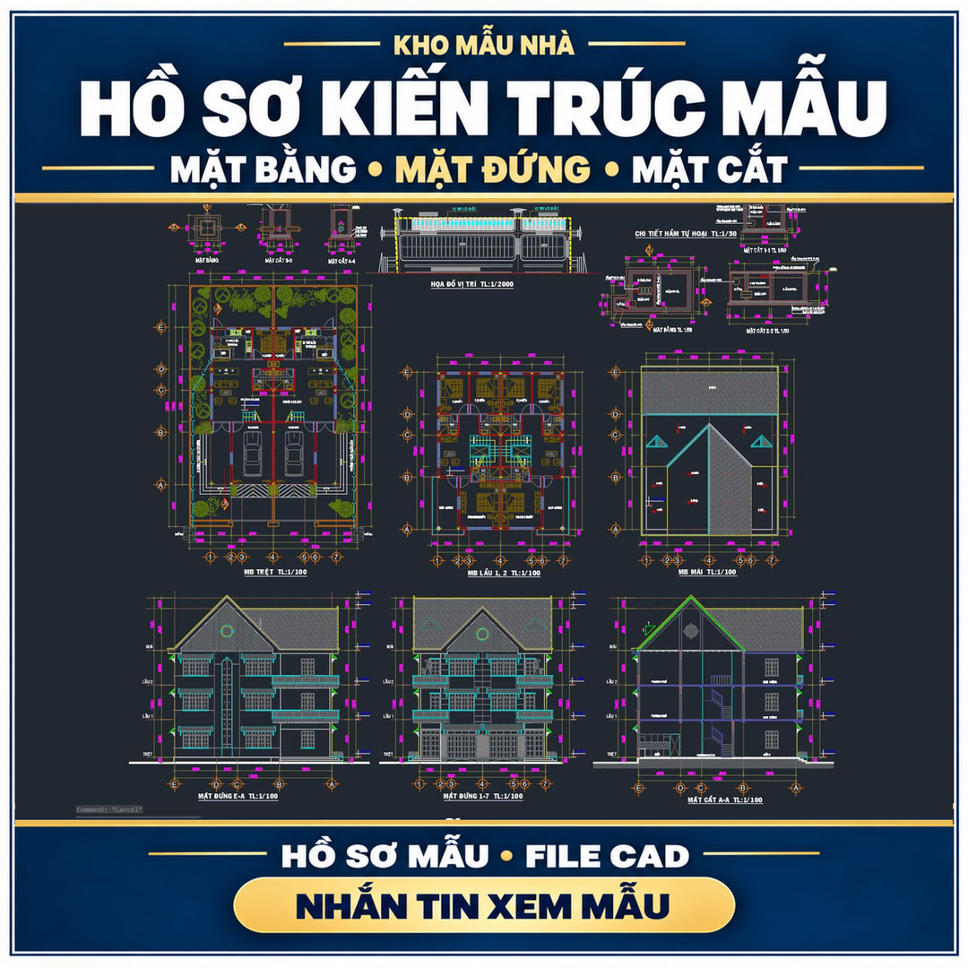 Hồ sơ kiến trúc mẫu – Mặt bằng, mặt đứng và mặt cắt