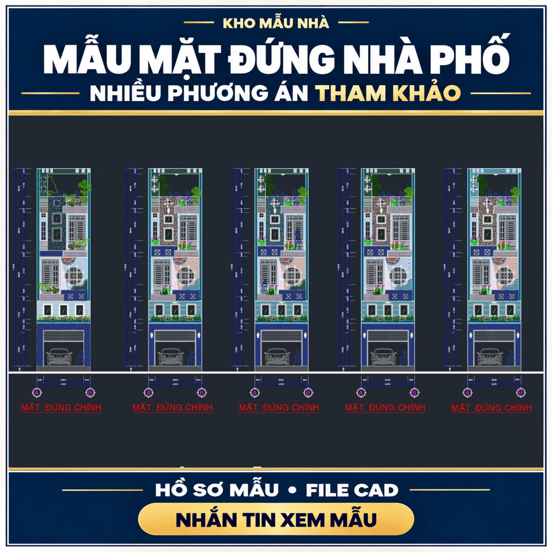 Mặt đứng nhà phố – Các phương án mặt tiền trong hồ sơ mẫu