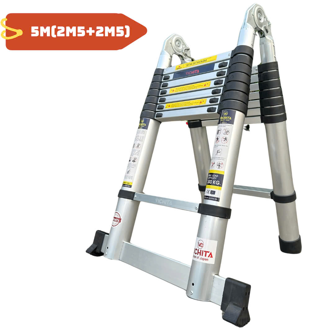 Thang nhôm rút đôi chữ A VICHITA 5.0M (2.5M + 2.5M) Bản tiêu chuẩn