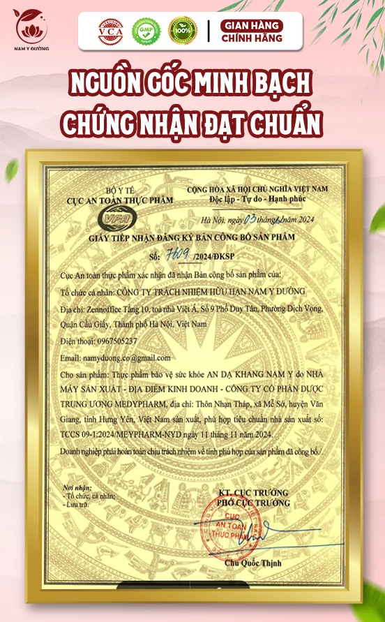 Giấy tiếp nhận đăng ký bản công bố sản phẩm