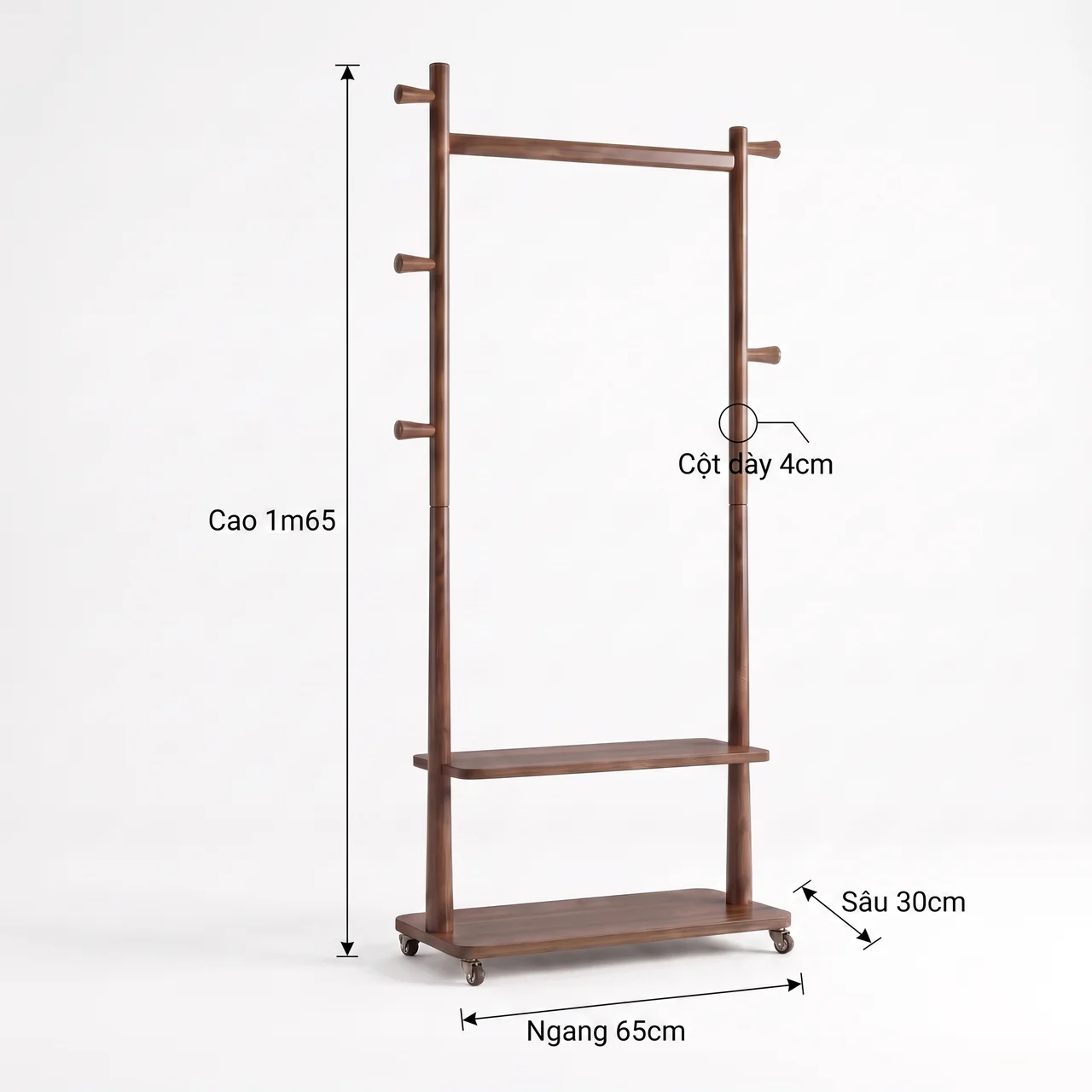 Kệ treo quần áo gỗ keo