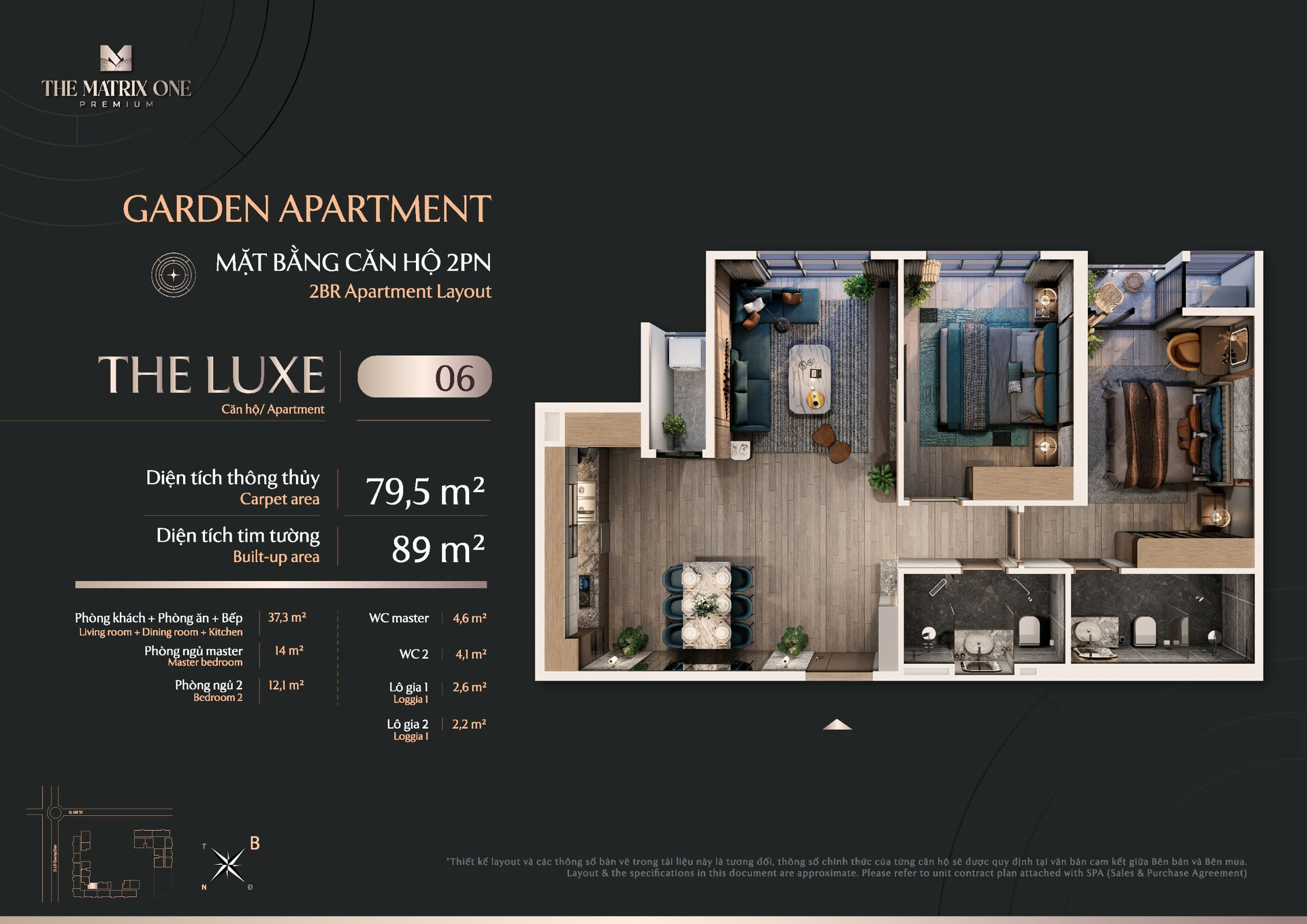 Bán căn 2PN (79.5m2) Chung cư The Matrix One Premium