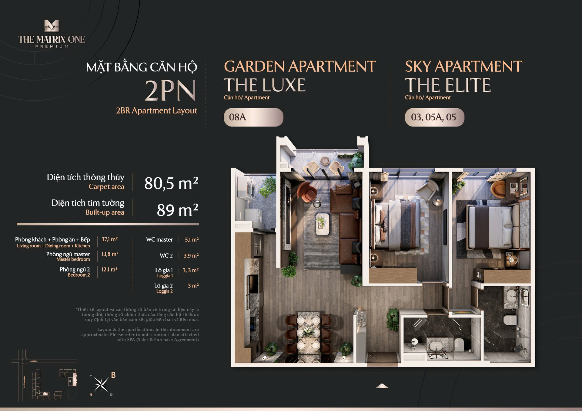 Bán căn 2PN (80.5m2) Chung cư The Matrix One Premium