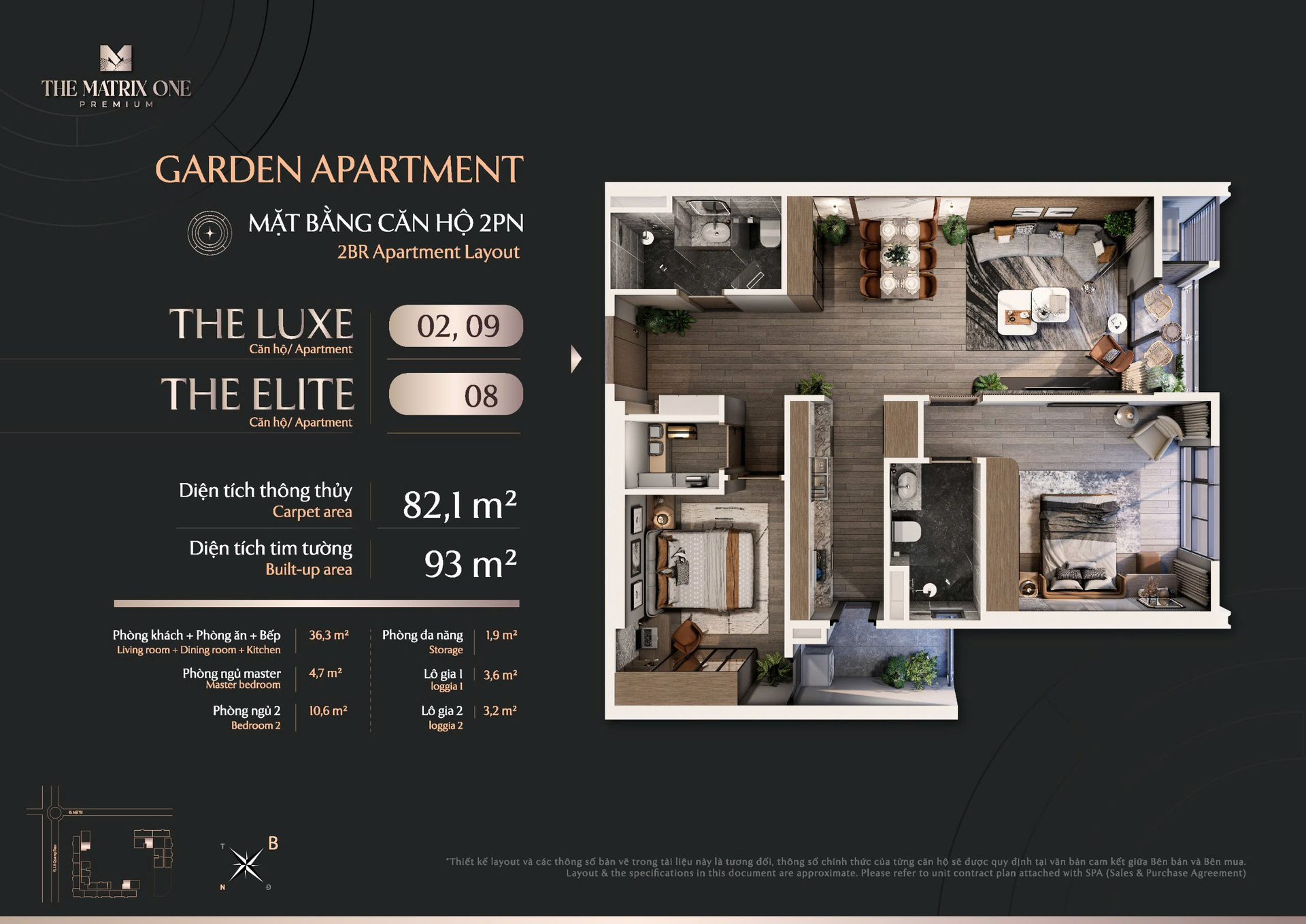 Bán căn 2PN (82.1m2) Chung cư The Matrix One Premium