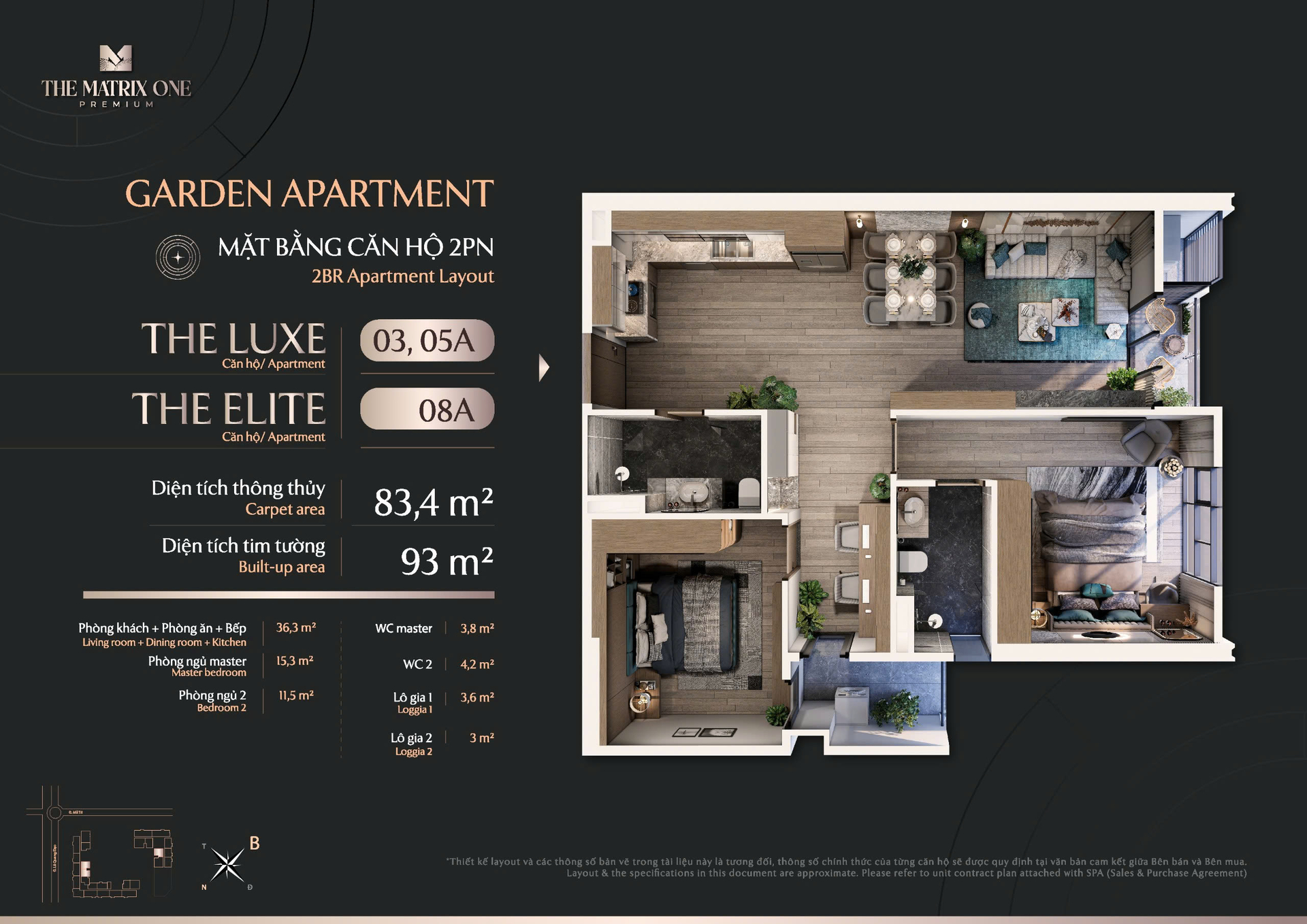 Bán căn 2PN (83.4m2) Chung cư The Matrix One Premium