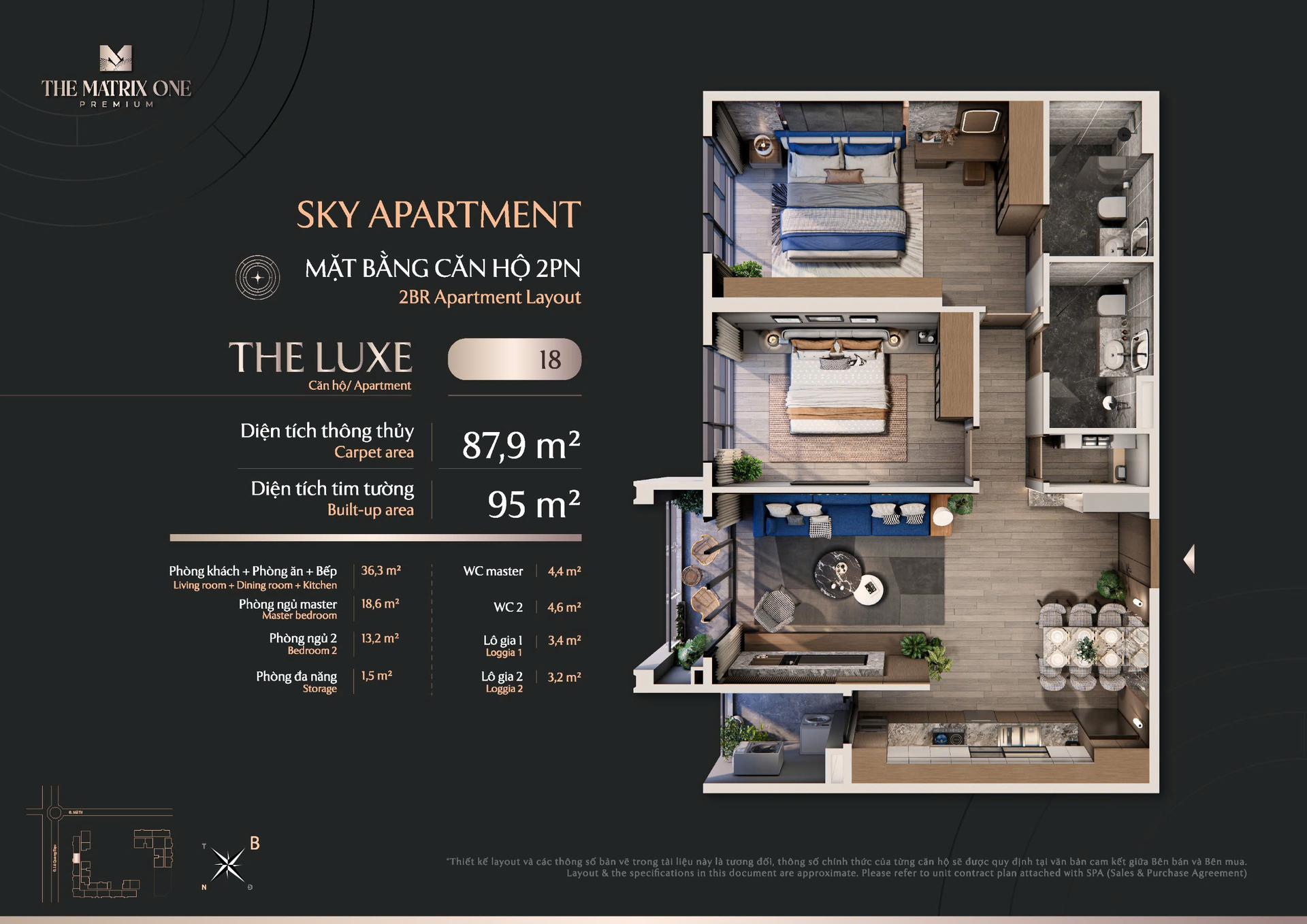 Bán căn 2PN (87.9m2) Chung cư The Matrix One Premium