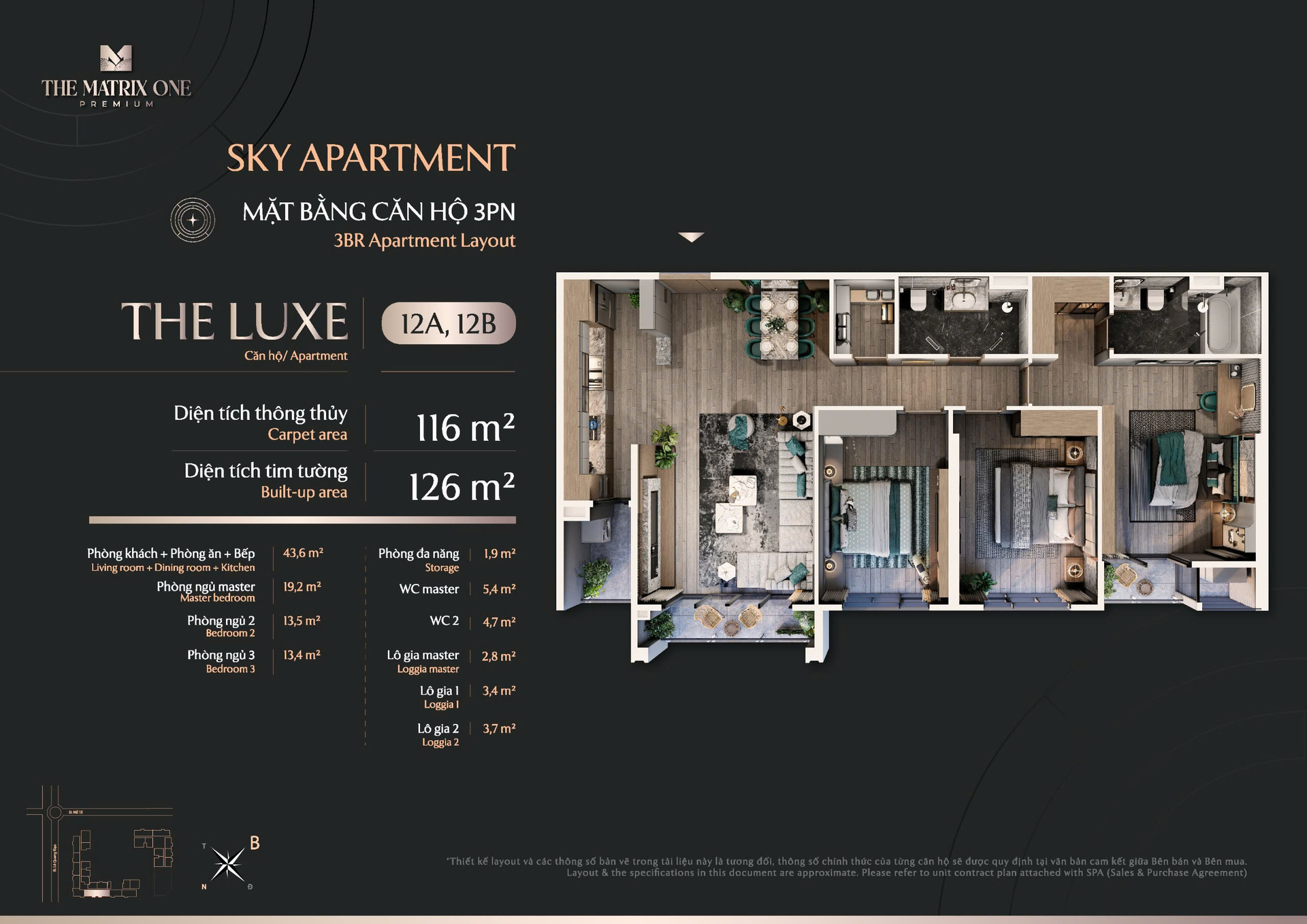 Bán căn 3PN (116m2) Chung cư The Matrix One Premium