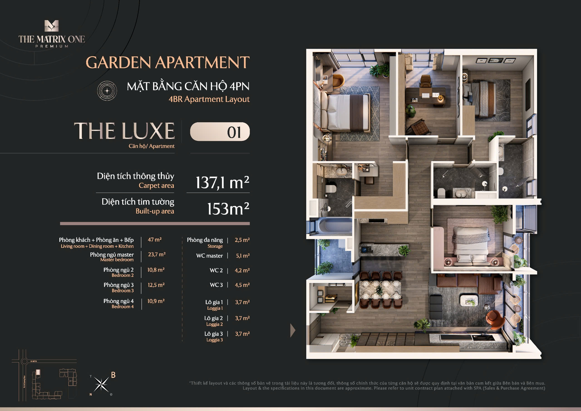 Bán căn 4PN (137.1m2) Chung cư The Matrix One Premium