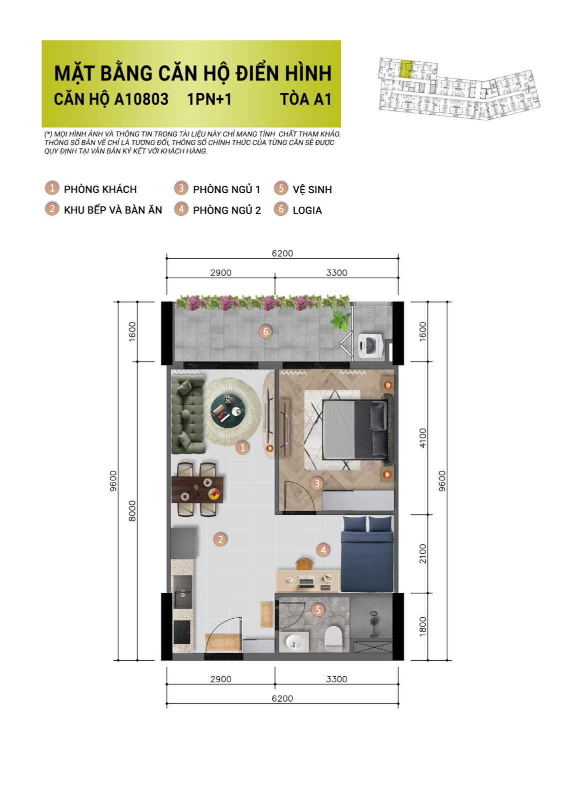 Layout căn 1BR+
