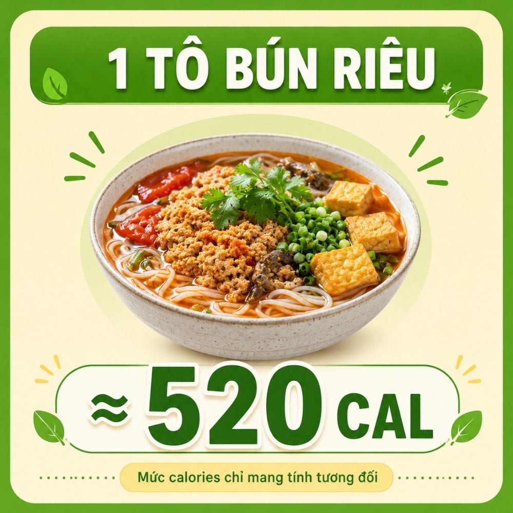 1 tô bún riêu - khoảng 520 calorie