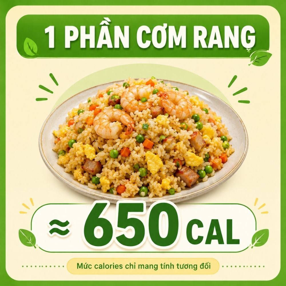 1 phần cơm rang - khoảng 650 calorie