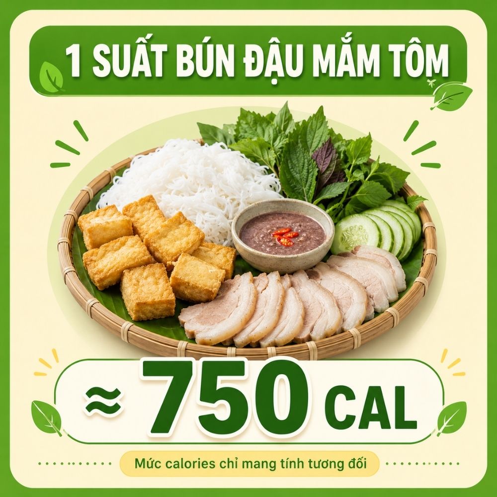 1 suất đậu mắm tôm - khoảng 750 calorie