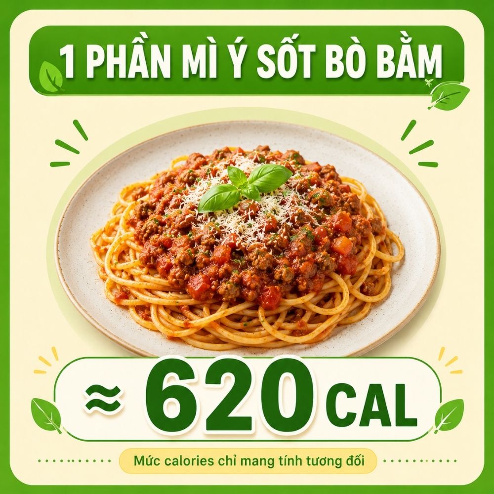 1 phần mì Ý sốt bò bằm - khoảng 620 calorie