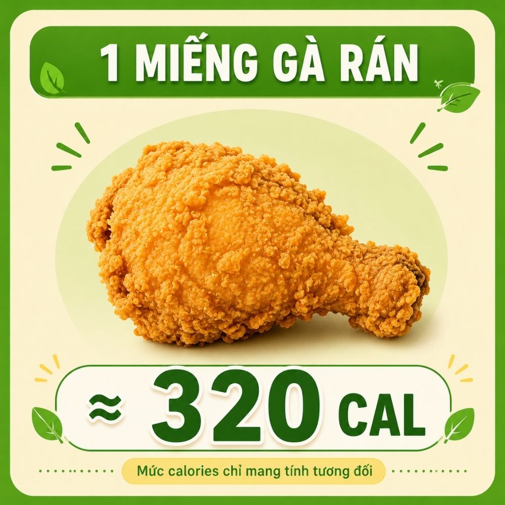 1 miếng gà rán - khoảng 320 calorie