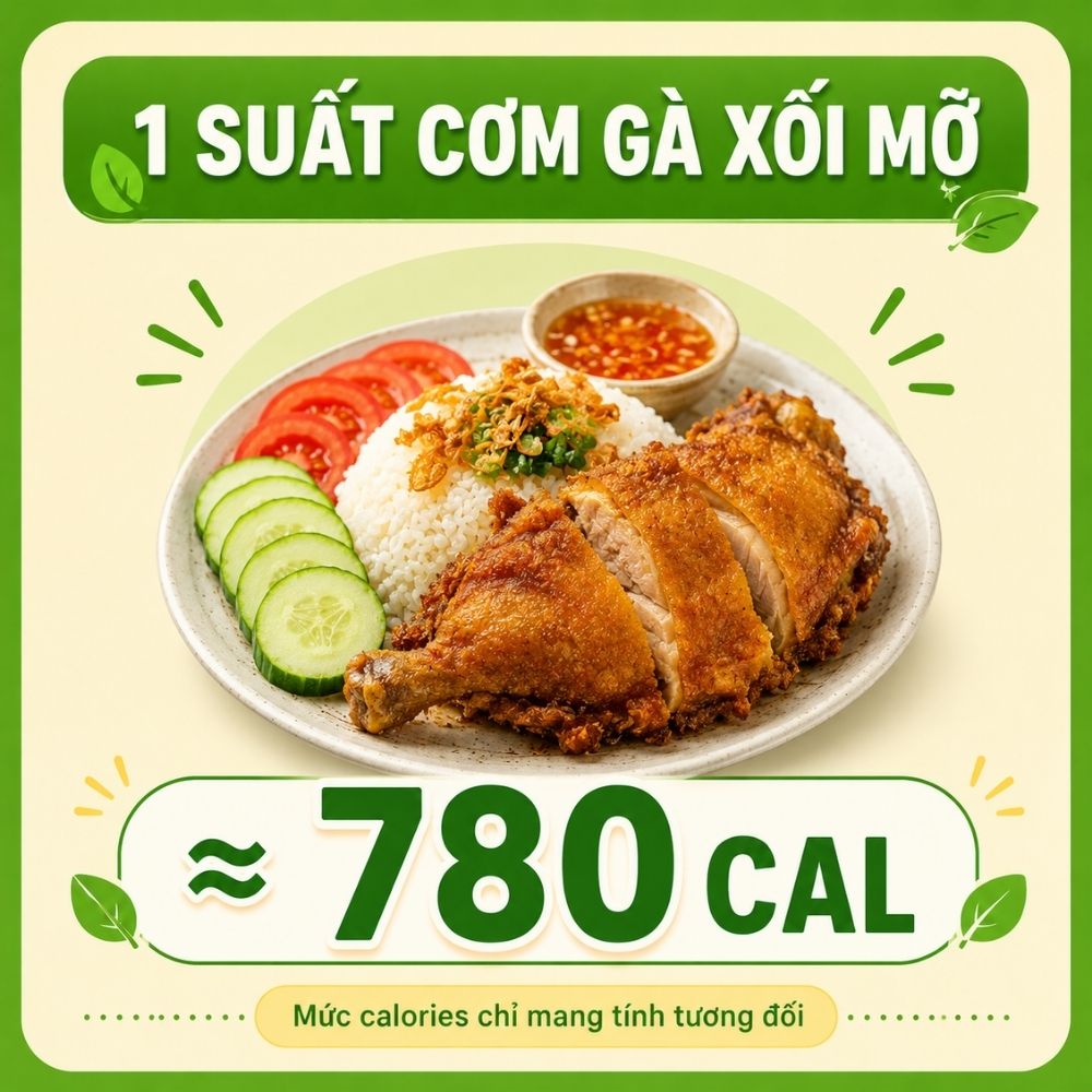 1 suất cơm cá xối mỡ - khoảng 780 calorie