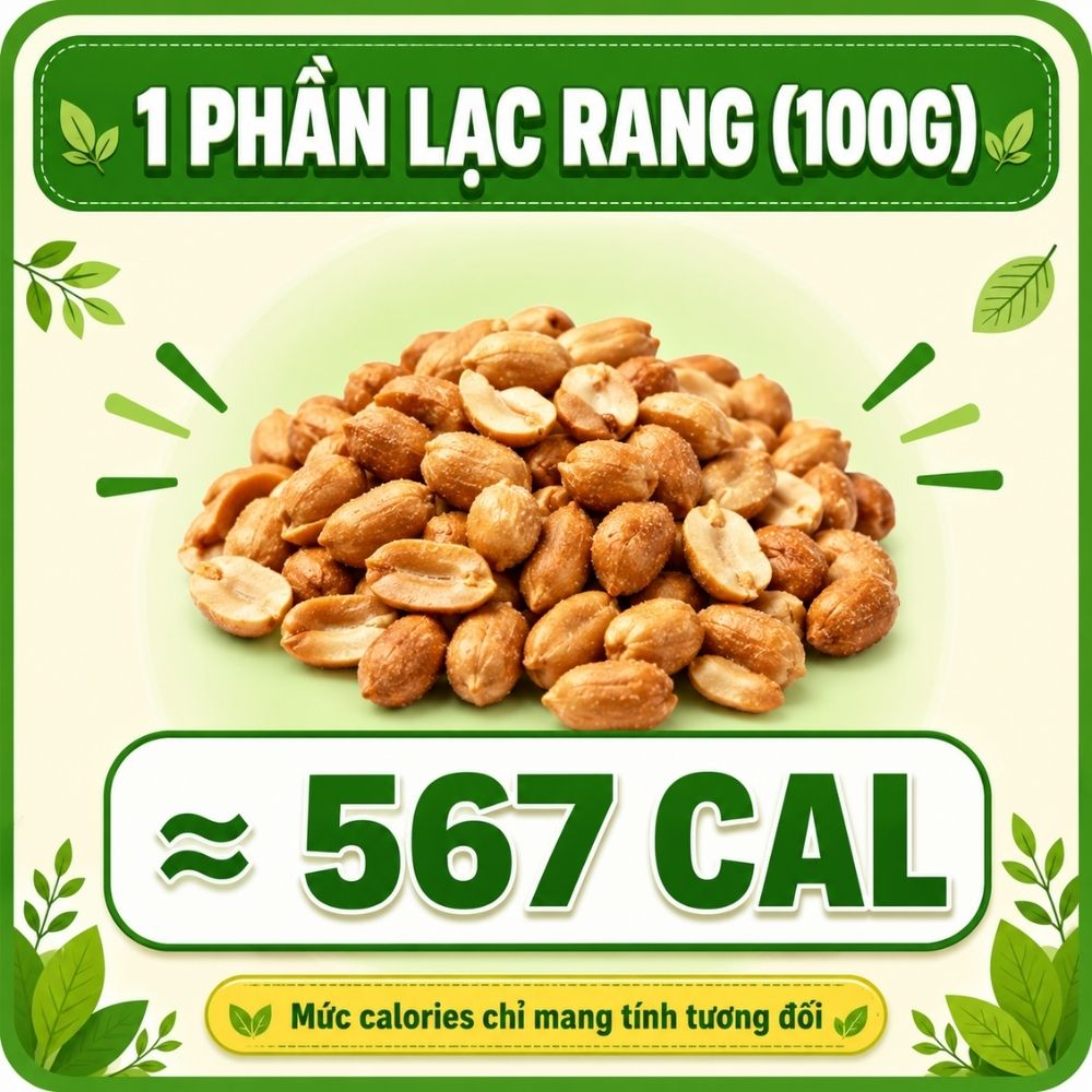 100g lạc rang - khoảng 567 calorie