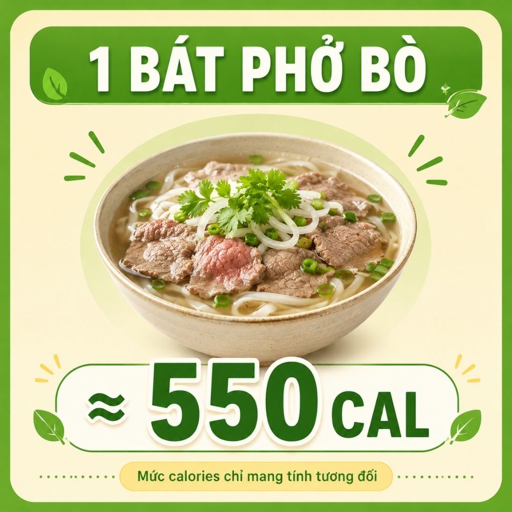 1 bát phở bò - khoảng 550 calorie