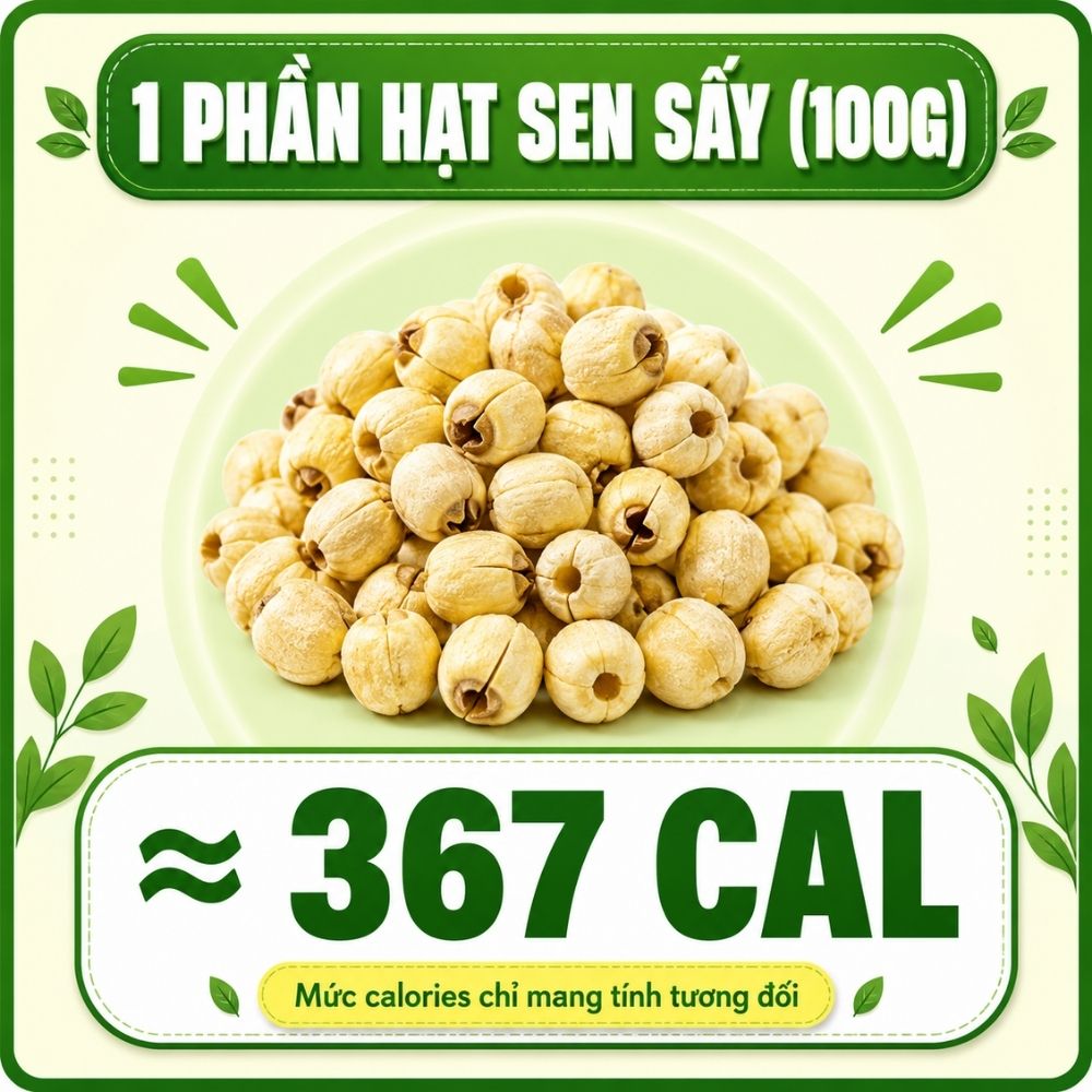 100g hạt sen sấy - khoảng 367 calorie