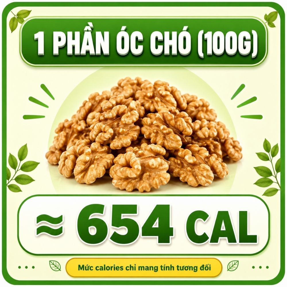 100g óc chó - khoảng 654 calorie