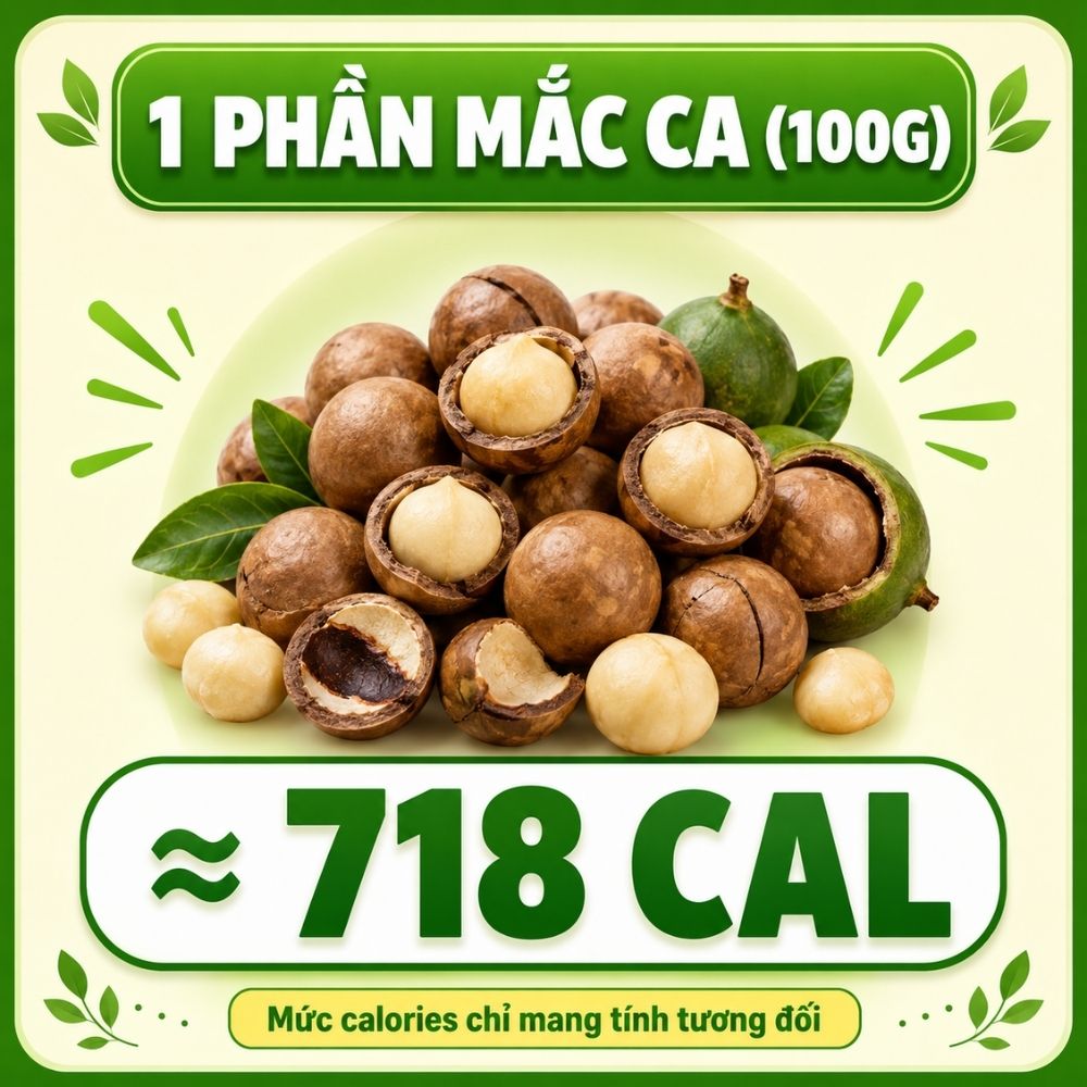 100g mắc ca - khoảng 718 calorie