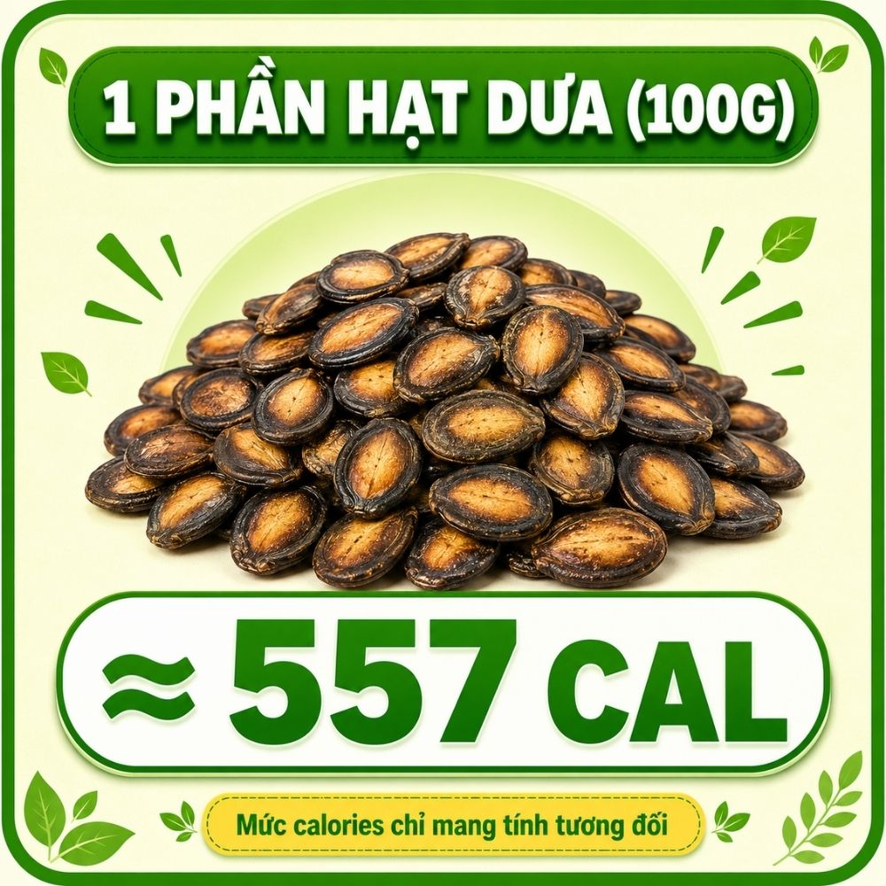 100g hạt dưa - khoảng 557 calorie
