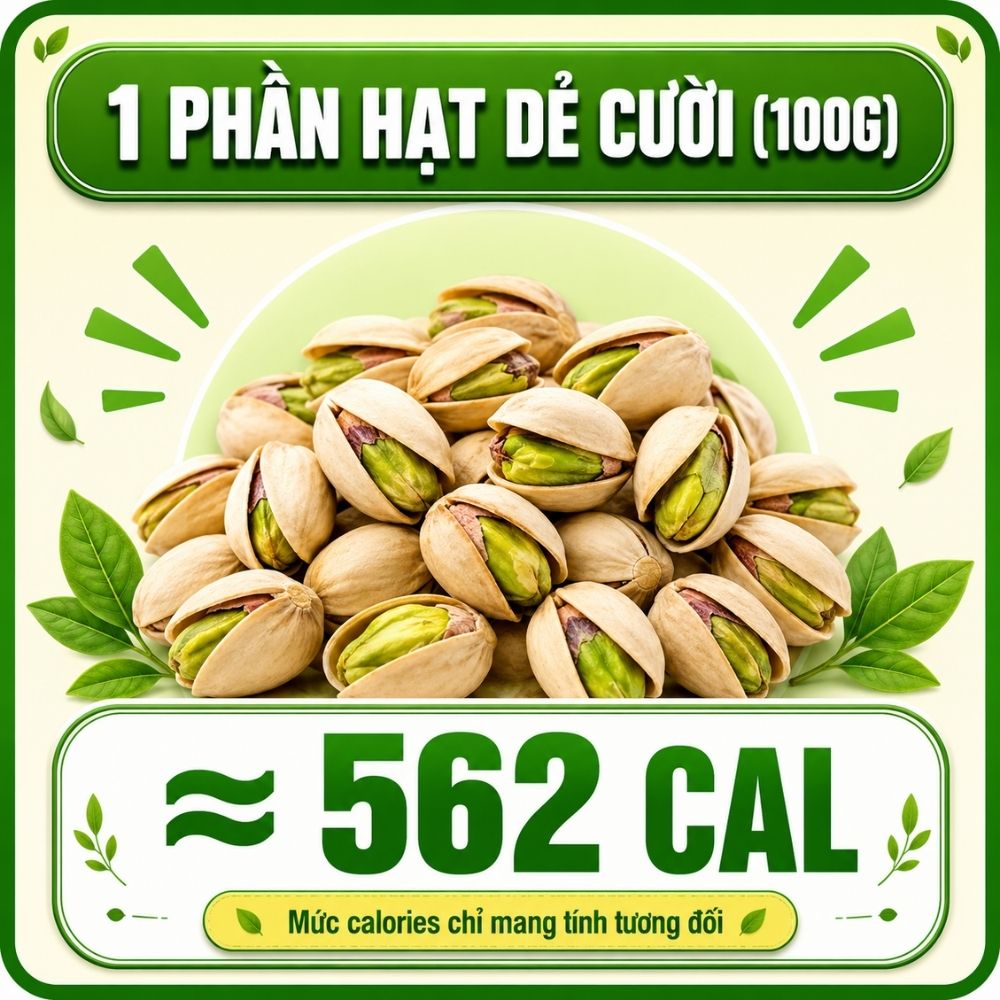 100g hạt dẻ cười - khoảng 562 calorie