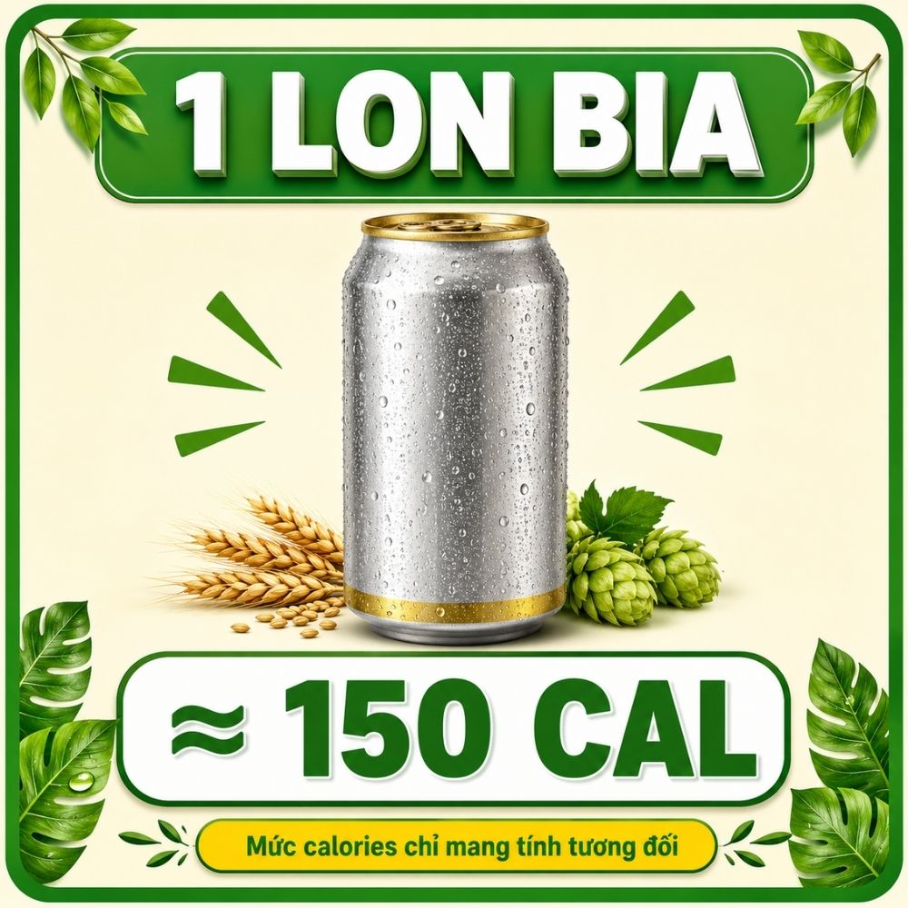 1 lon bia - khoảng 150 calorie