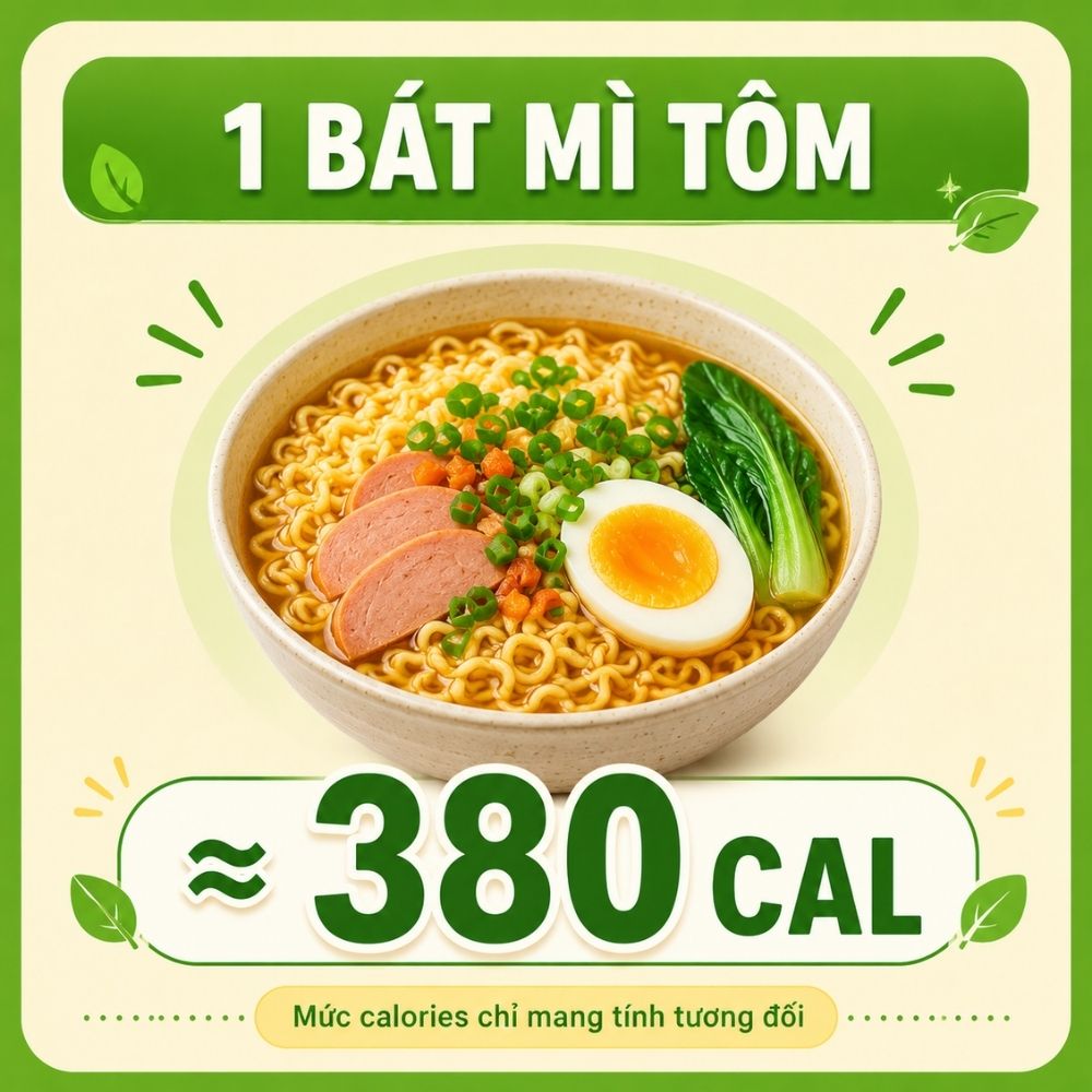 1 bát mì tôm - khoảng 380 calorie