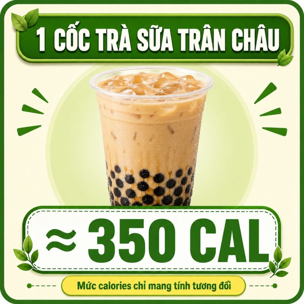1 cốc trà sữa trân châu - khoảng 350 calorie