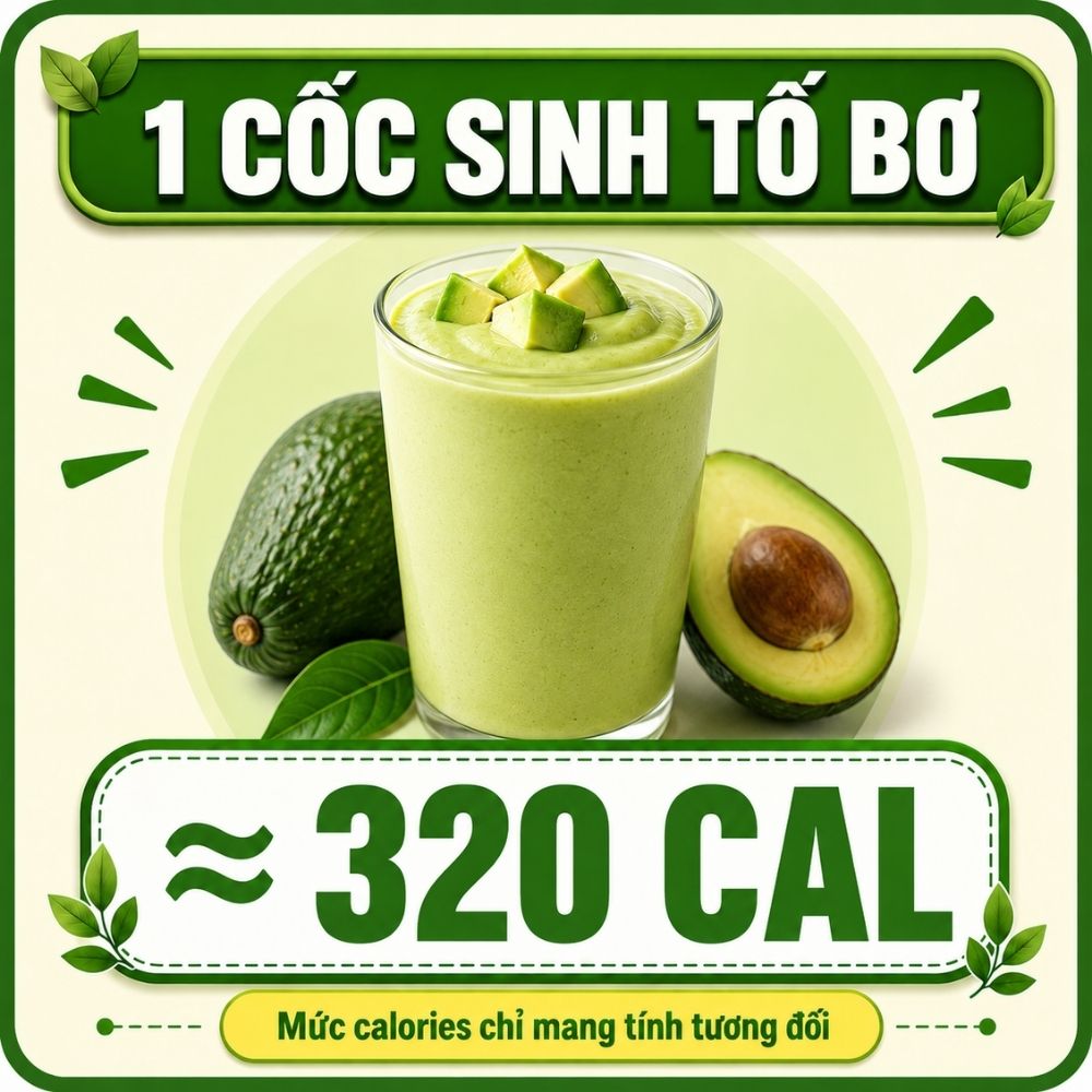 1 cốc sinh tố bơ - khoảng 320 calorie